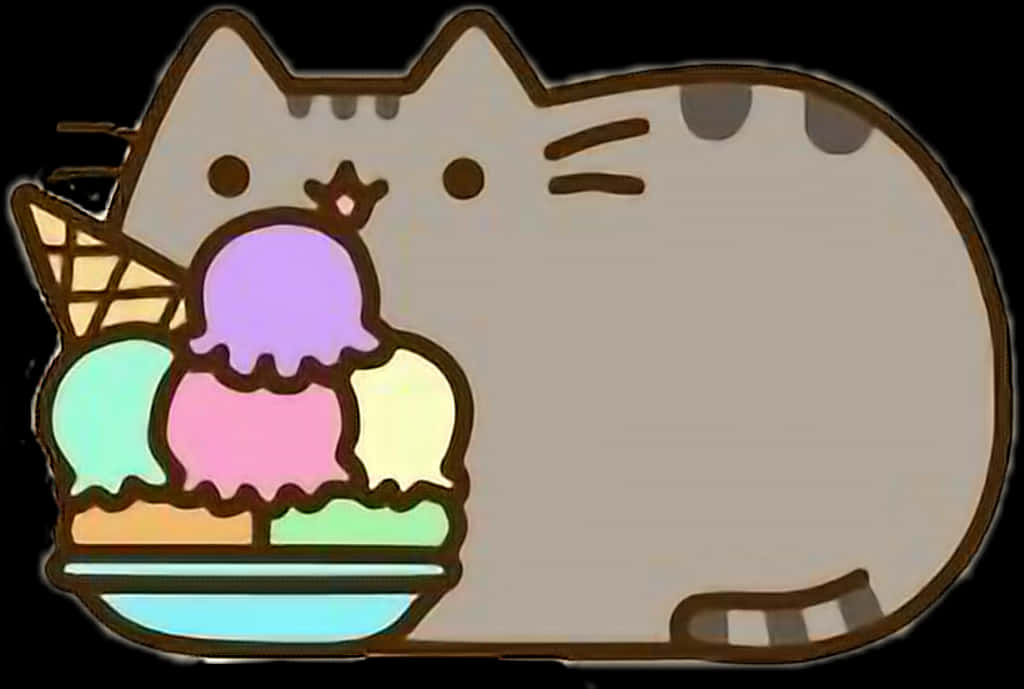Dondurmalı Pusheen Duvar Kağıdı