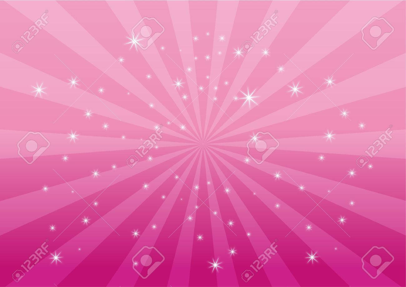 Dönen Kawaii Pembe Arkaplan Yıldızlarla Duvar Kağıdı