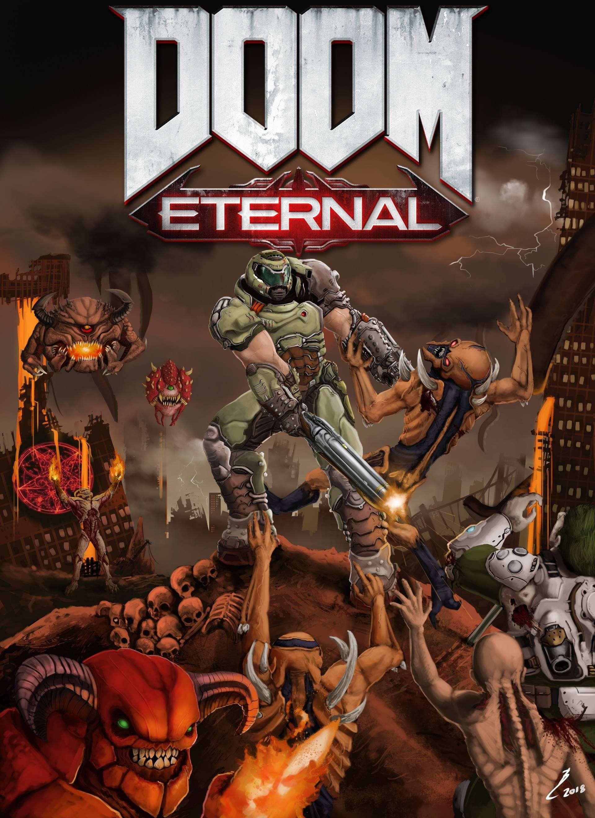 DOOM Eternal'da Cehennem Güçlerine Karşı Savaş Duvar Kağıdı