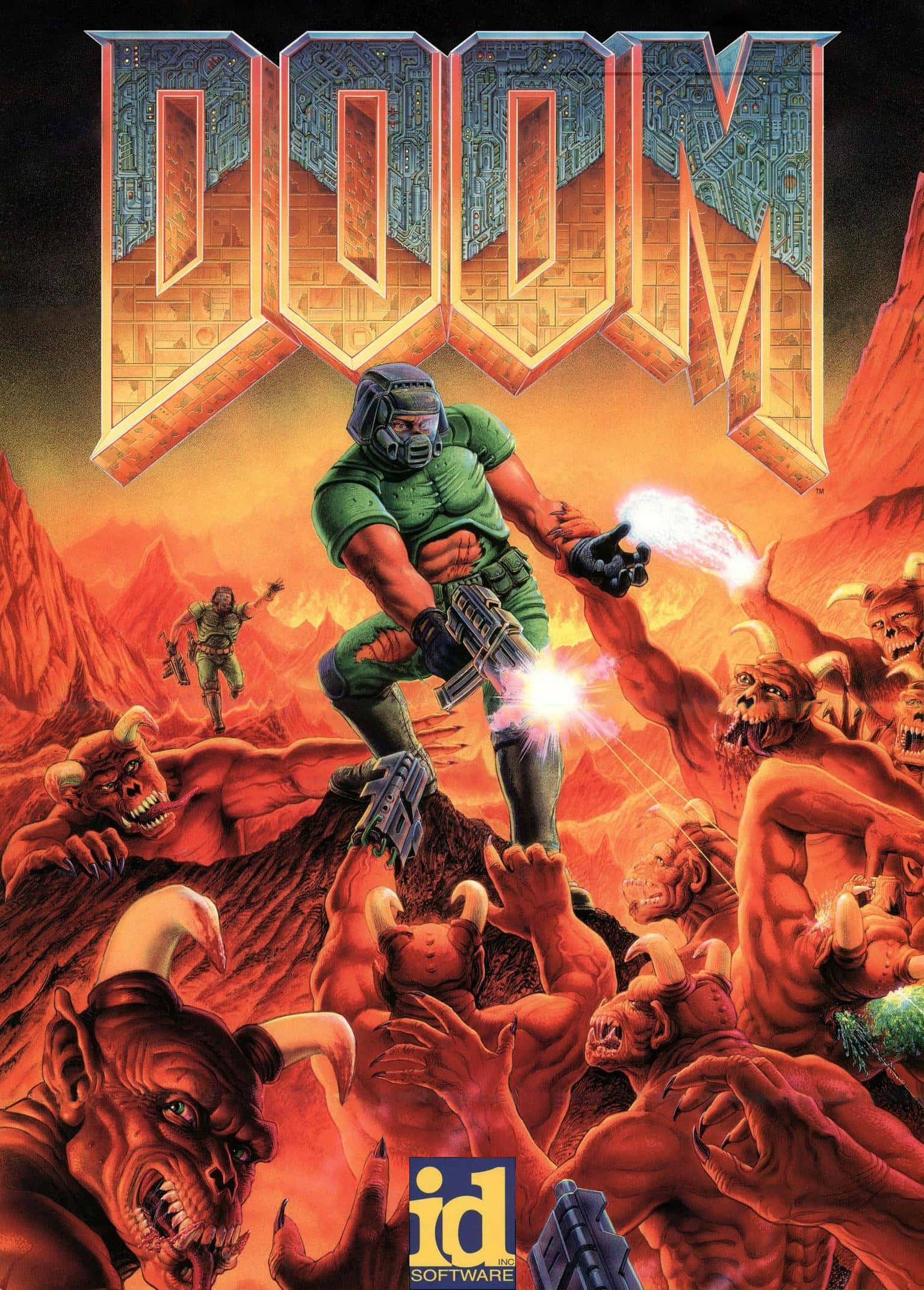 Doom Guy Canavarla Savaşırken Pixel 3xl Doom Eternal Arkaplanı Duvar Kağıdı