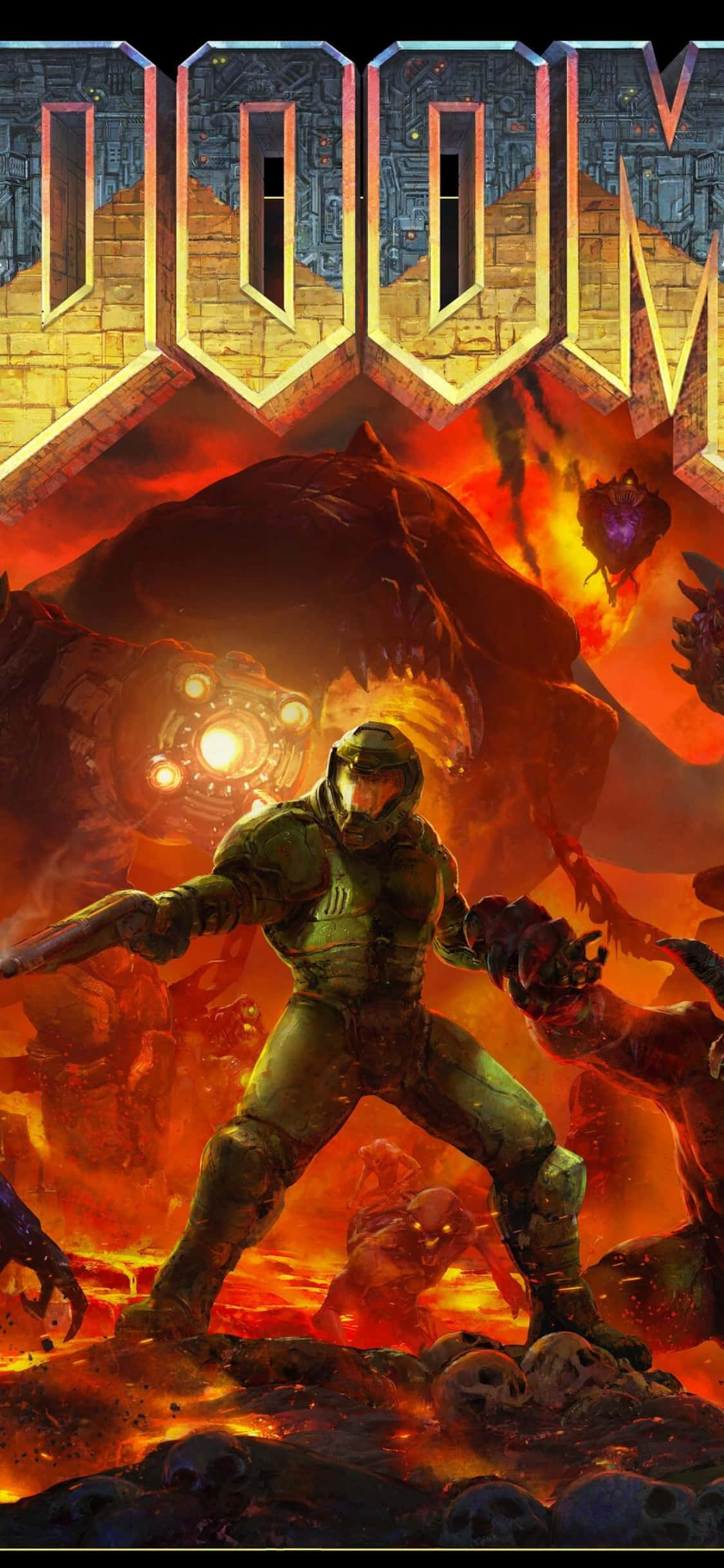 Doom Logosu Üstte iPhone Xs Arka Planı Duvar Kağıdı
