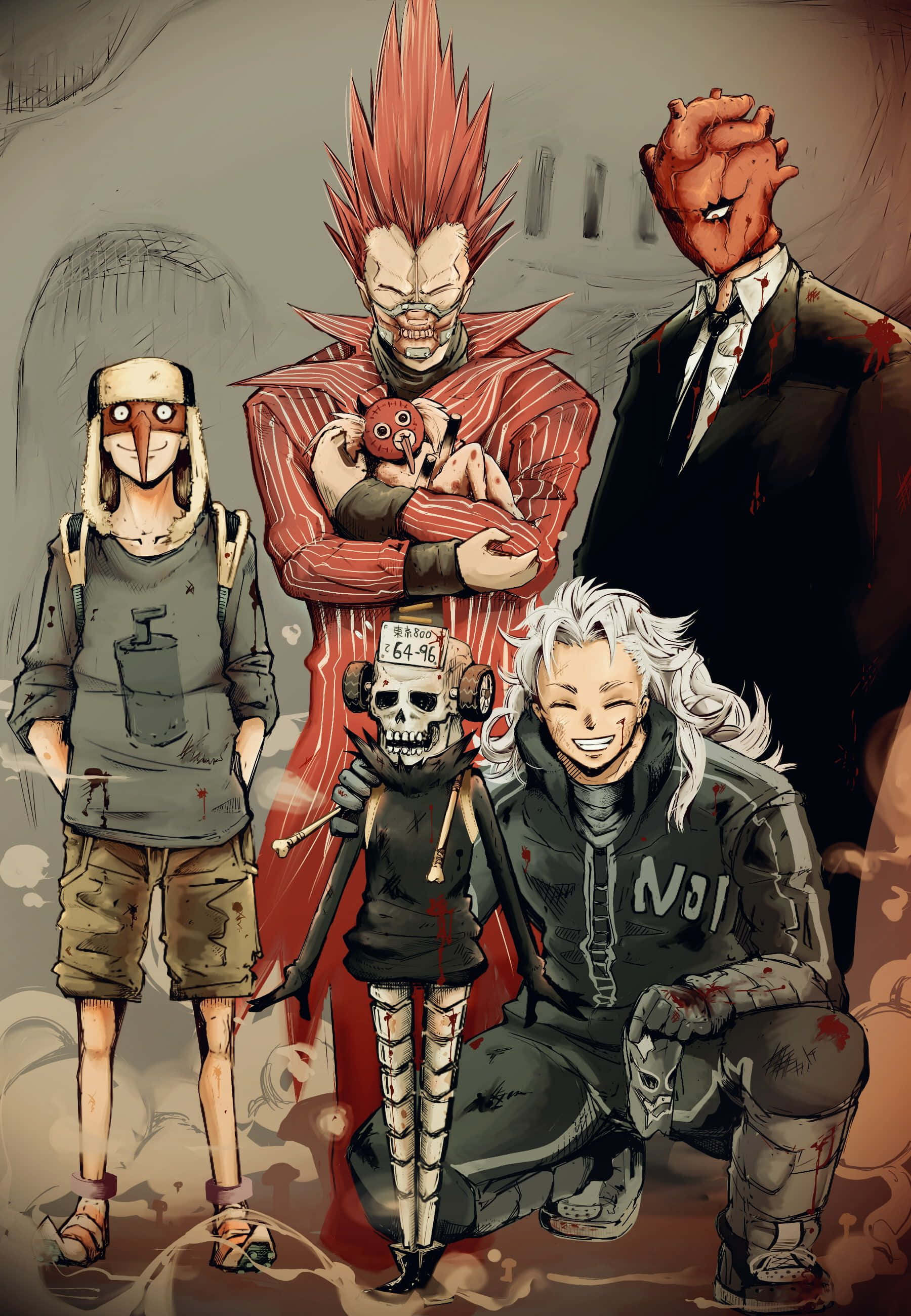 Dorohedoro'da düşmanlarıyla savaşmaya hazır ana karakter Kaiman Duvar Kağıdı