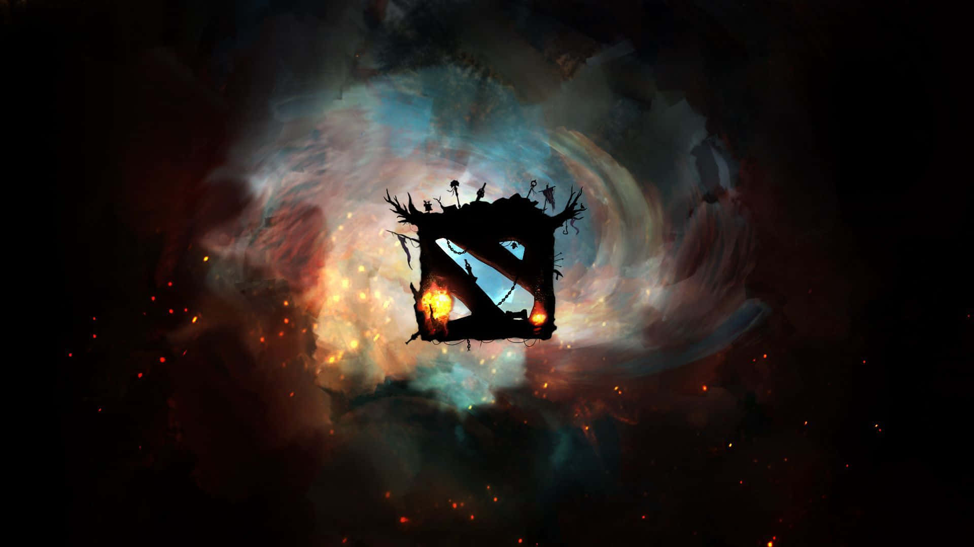 Dota Logosu Ateş Duman Duvar Kağıdı