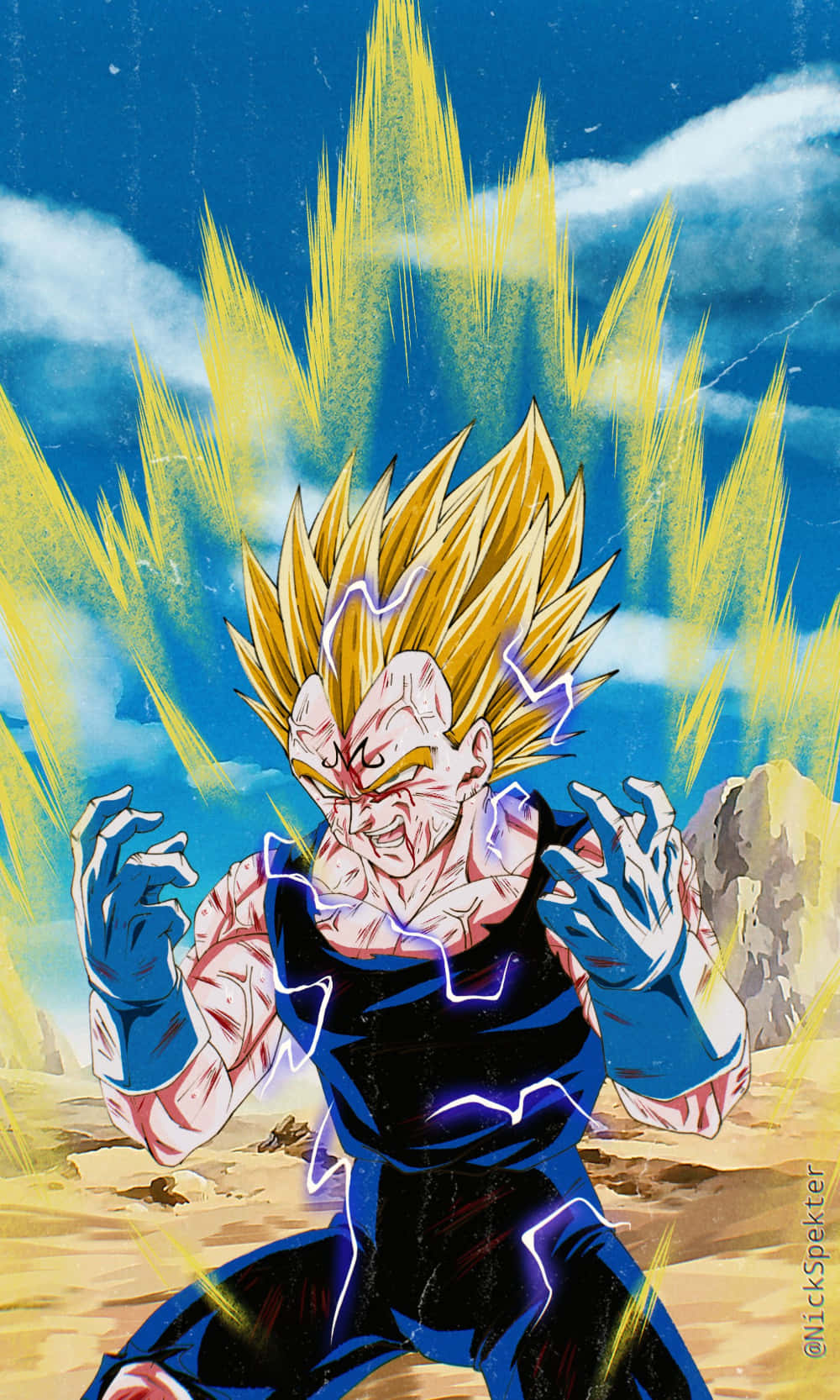 Dragon Ball Majin Vegeta Gülümseyerek Güçleniyor Duvar Kağıdı