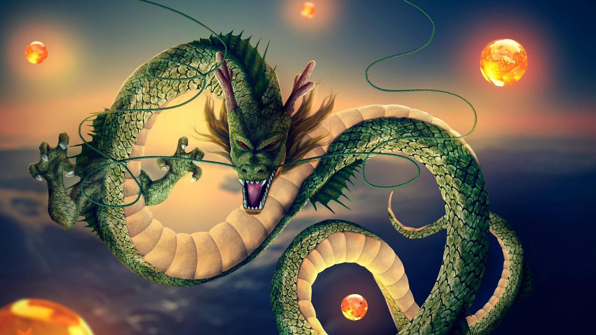 Dragon Ball Z Shenron, Namek gezegenindeki yeşil uzun korkunç ejderha, süper broly.