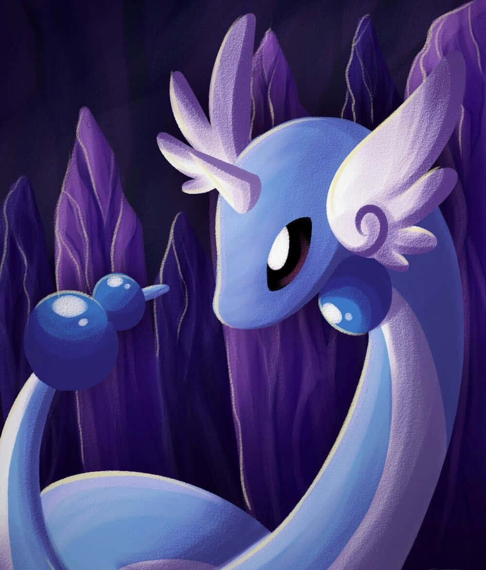 Dragonair 2D Çizimi Mor Arka Planlı Duvar Kağıdı