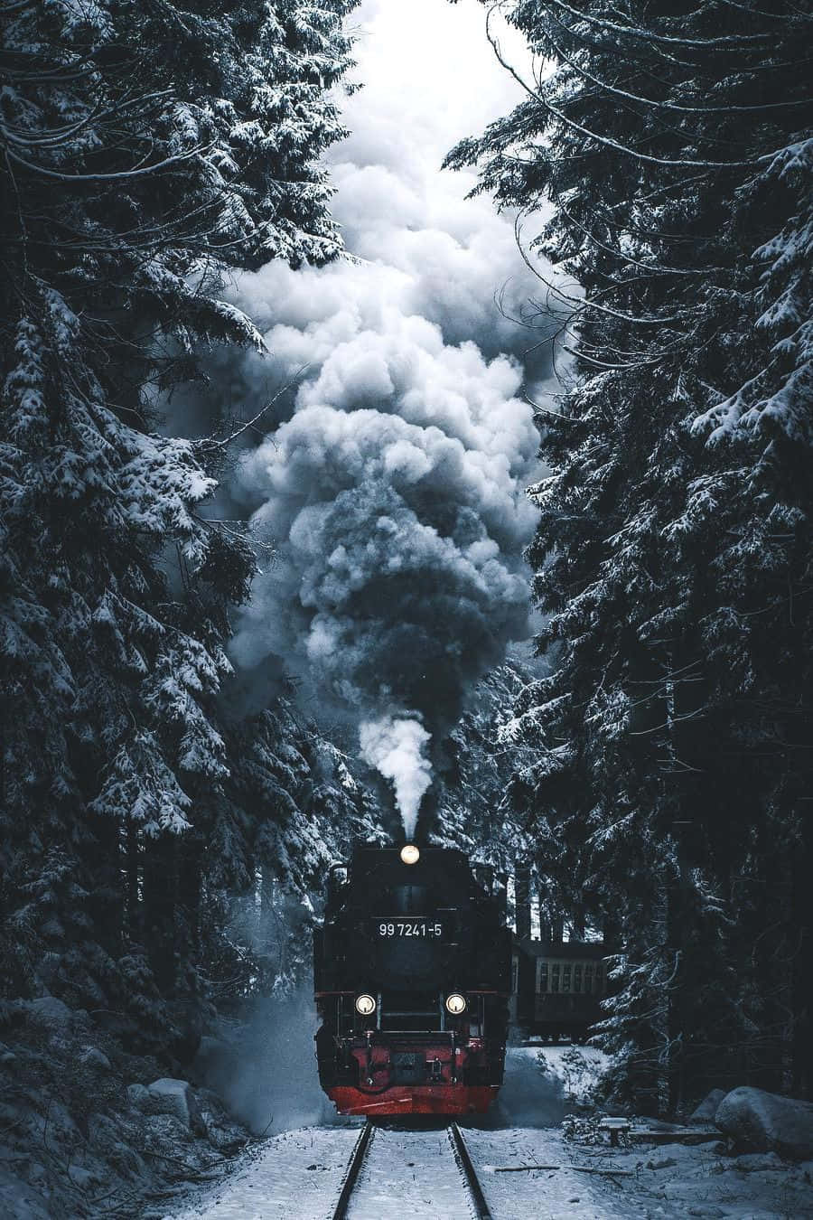 Dumanlı Tren Keyifli Kış Tumblr Duvar Kağıdı