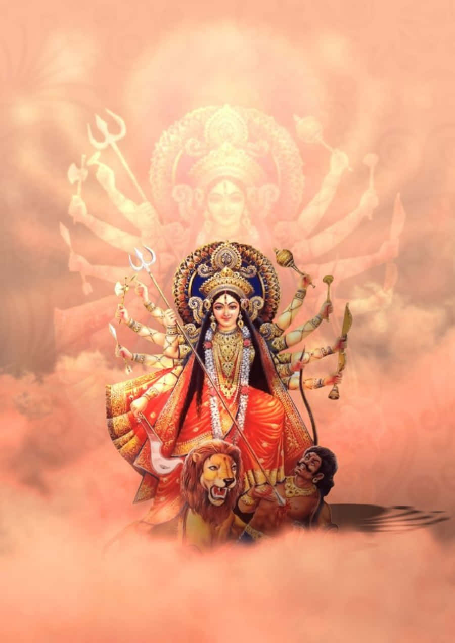 Durga Maa Bulutlu Gökyüzü Resmi Duvar Kağıdı