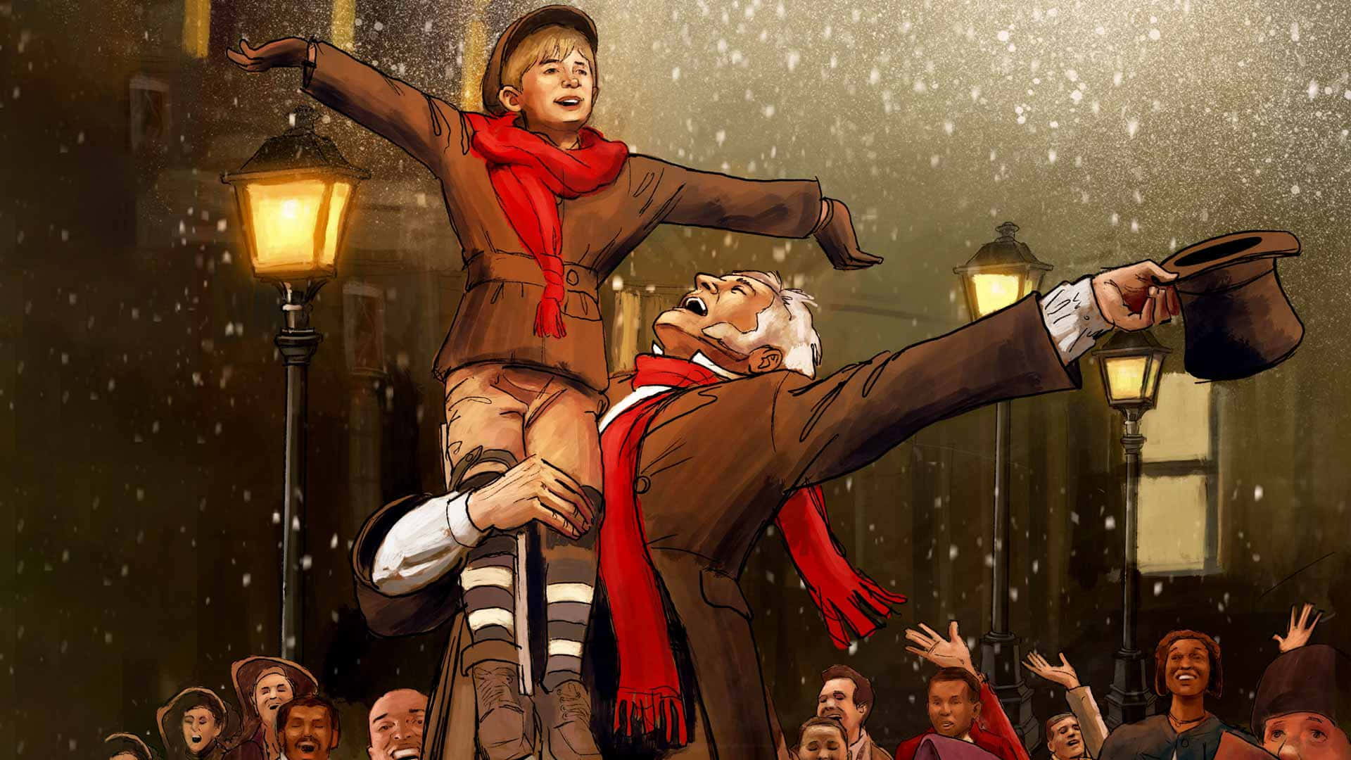 Ebenezer Scrooge Noel Ruhunun Keyfini Çıkarıyor Duvar Kağıdı