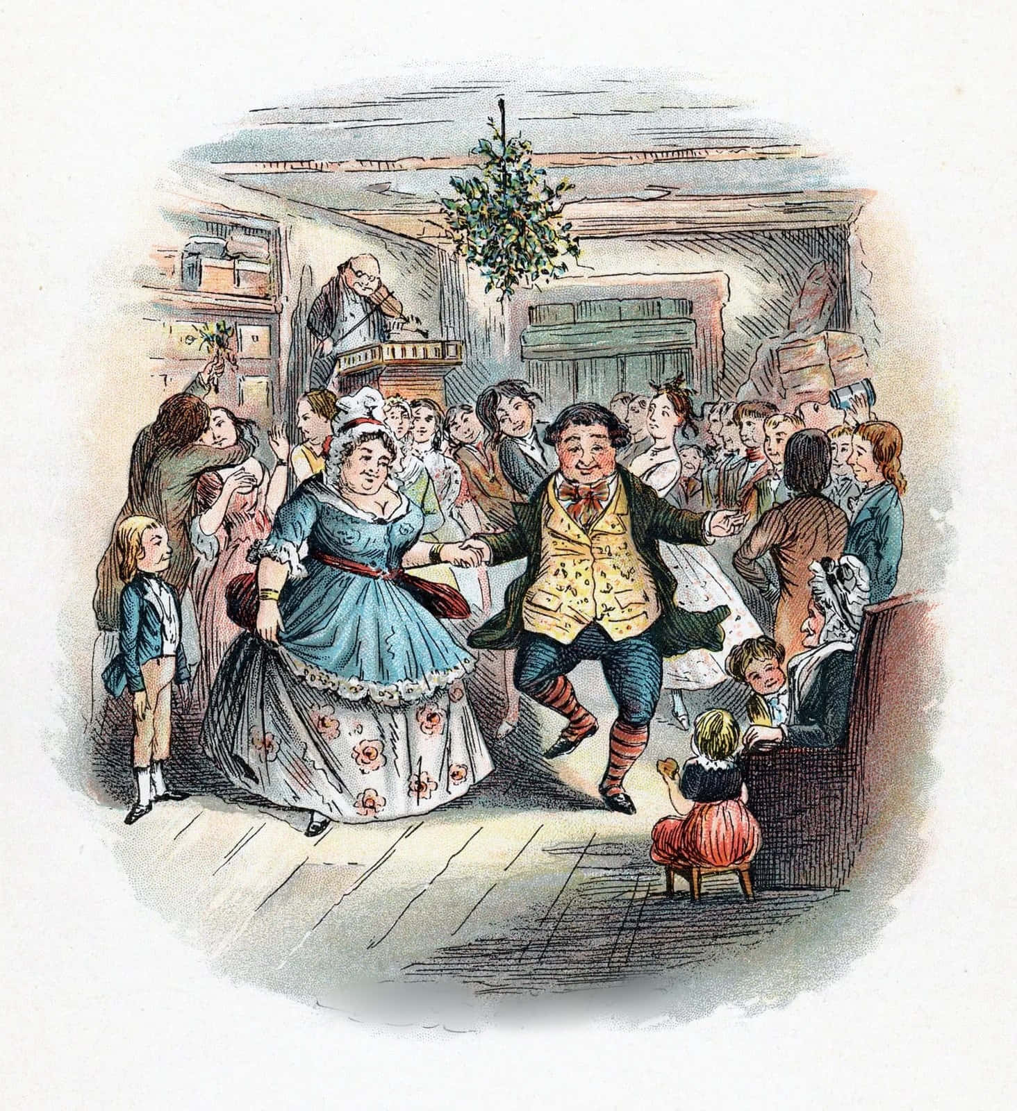 Ebenezer Scrooge'un A Christmas Carol'dan şenlikli bir portresi Duvar Kağıdı