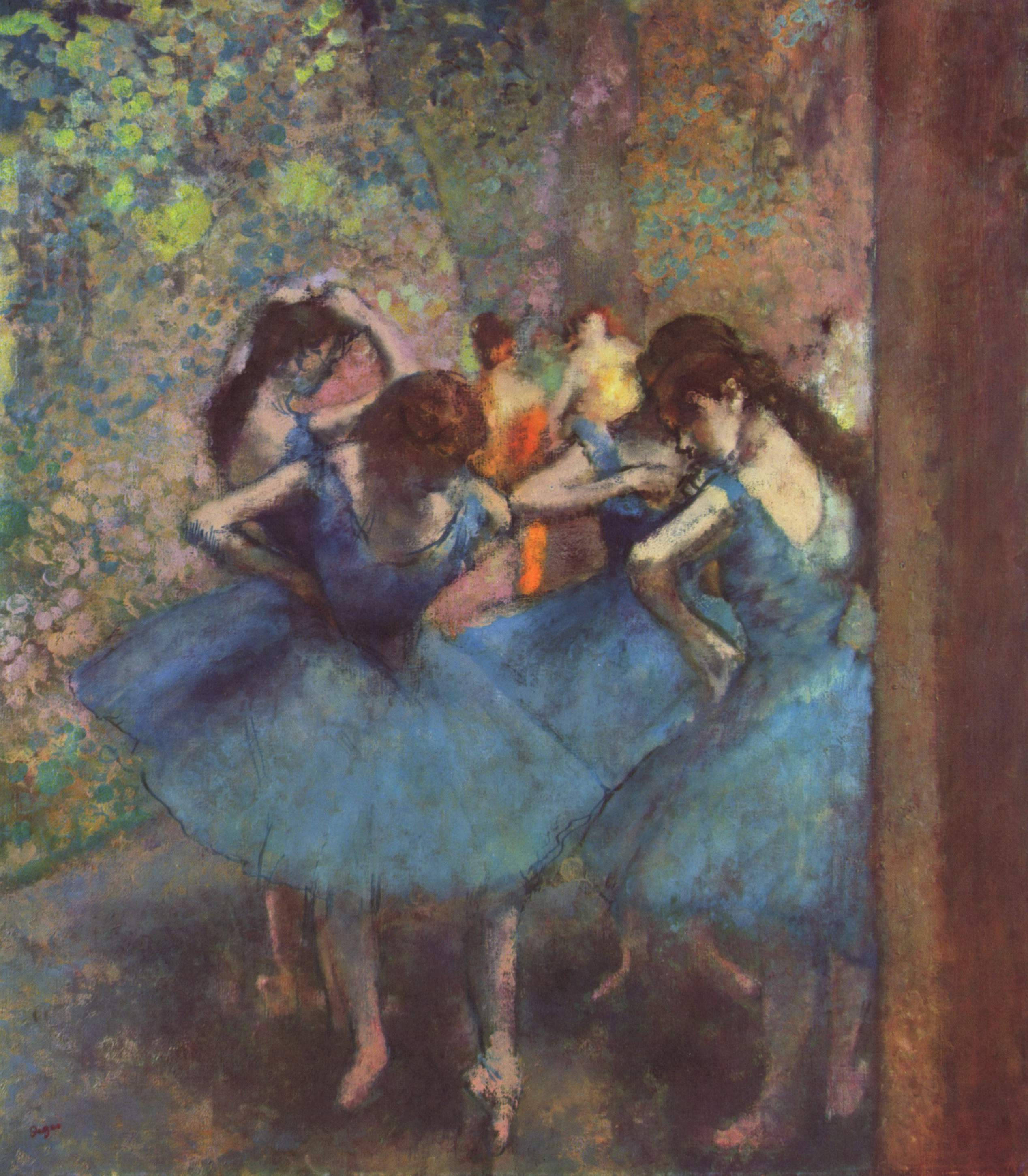 Edgar Degas Tarafından Çizilen Mavi Elbiseli Dansçılar Duvar Kağıdı