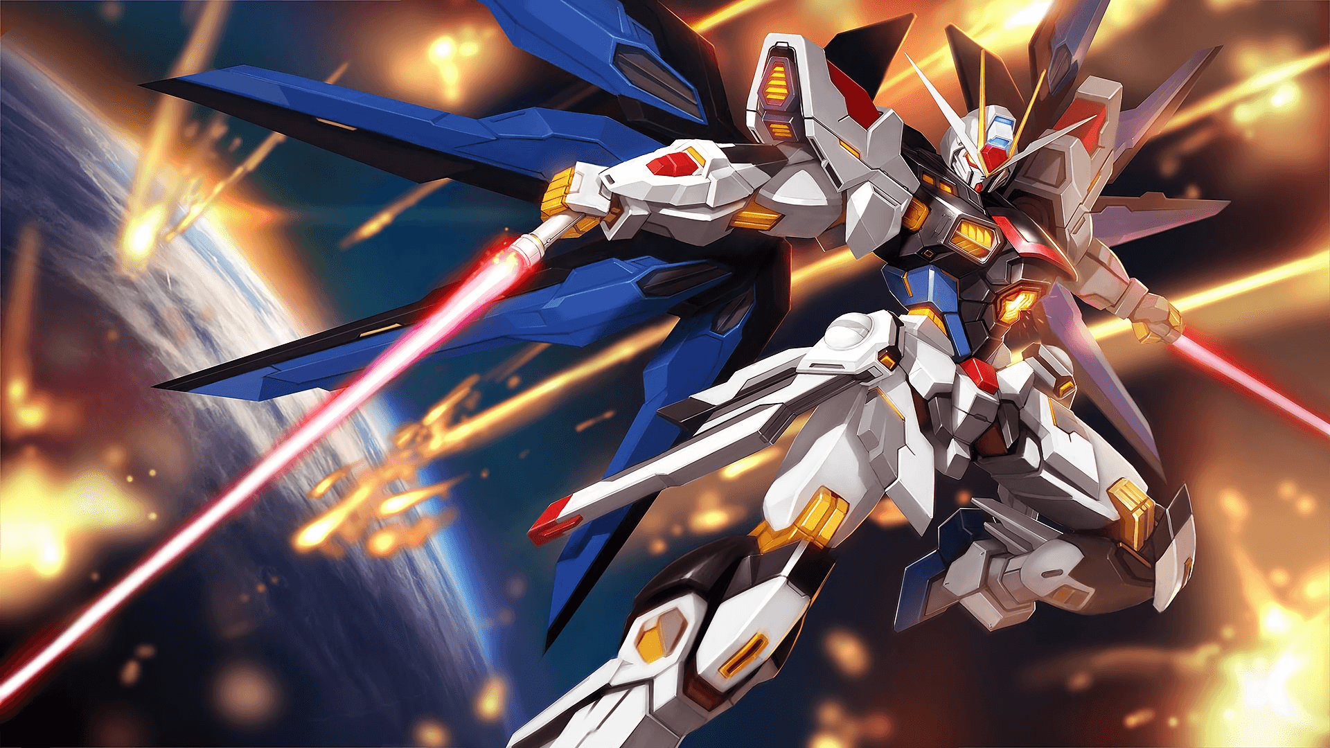 Efsanevi Gundam Savaşçıları Arasında Destansı Savaş Sahnesi Duvar Kağıdı
