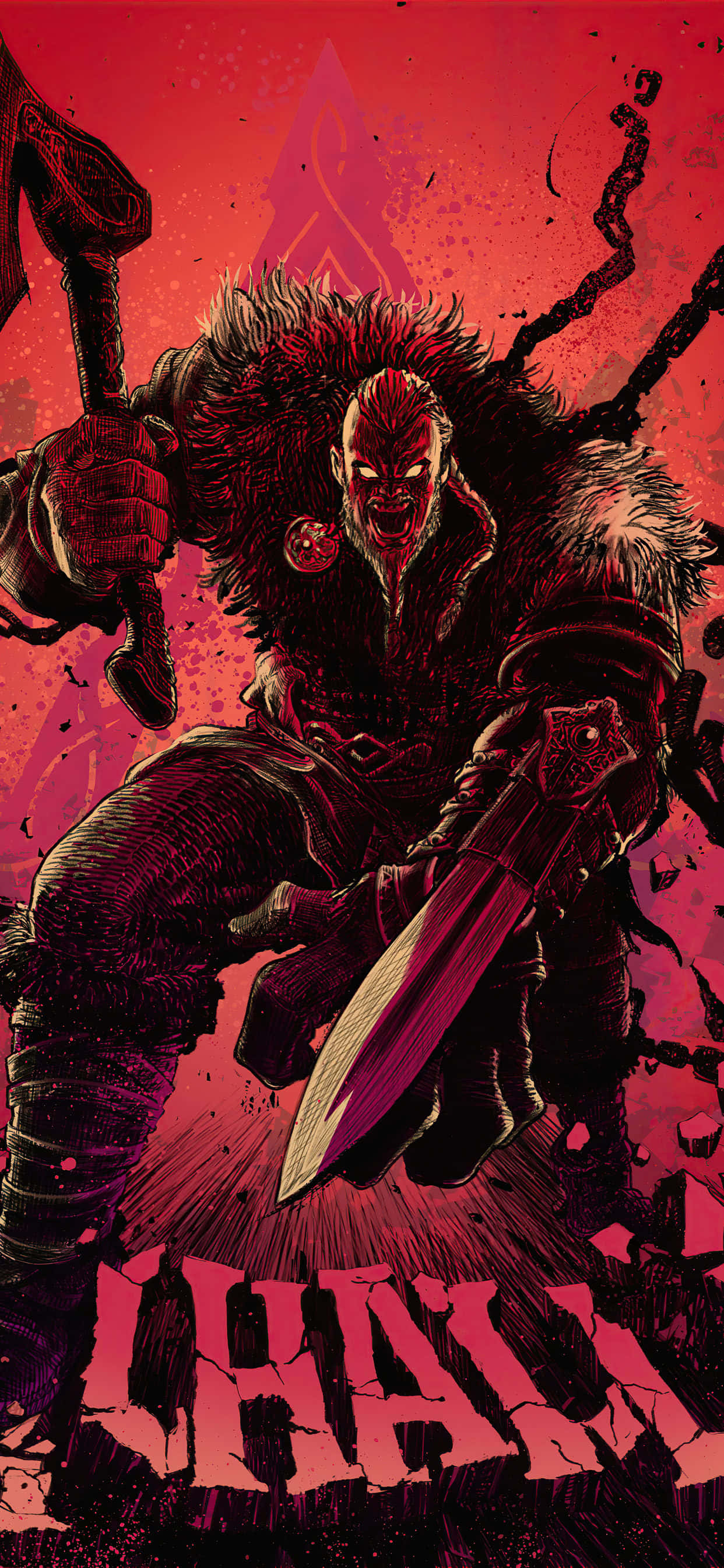 Eivor Dijital Sanat Eseri iPhone Xs Max Assassin's Creed Valhalla Duvar Kağıdı