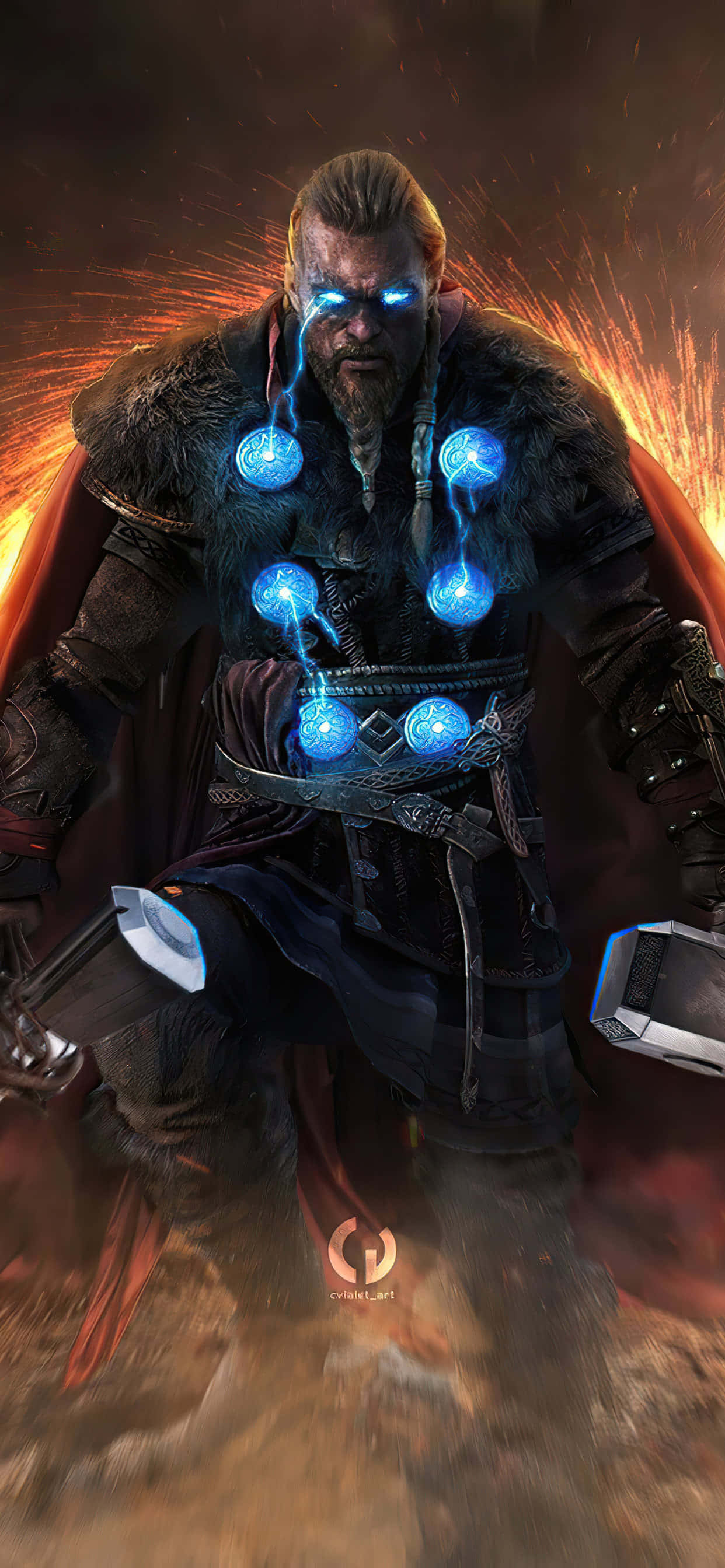 Eivor Yıldırım Tanrısı iPhone XS Max Assassin's Creed Valhalla Arka Planı Duvar Kağıdı