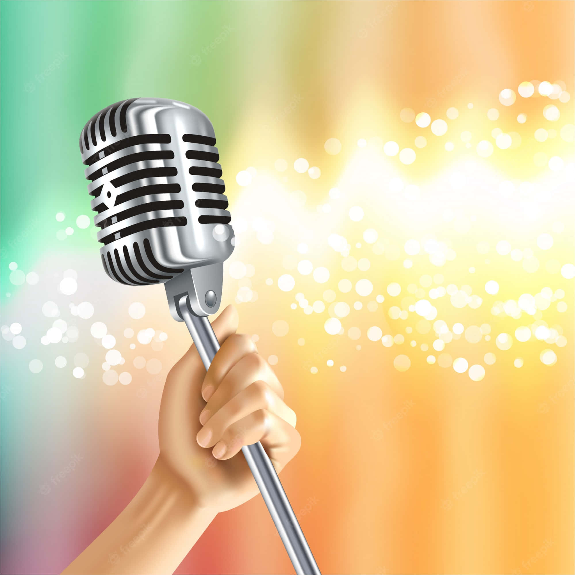 El Mikrofon Tutan Karaoke Arka Planı Duvar Kağıdı