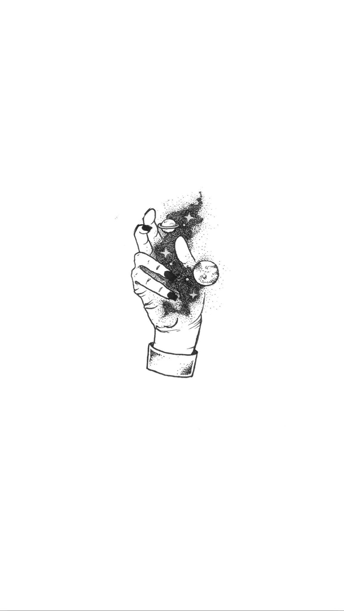 El ve Galaksi Estetik Çizimler Duvar Kağıdı
