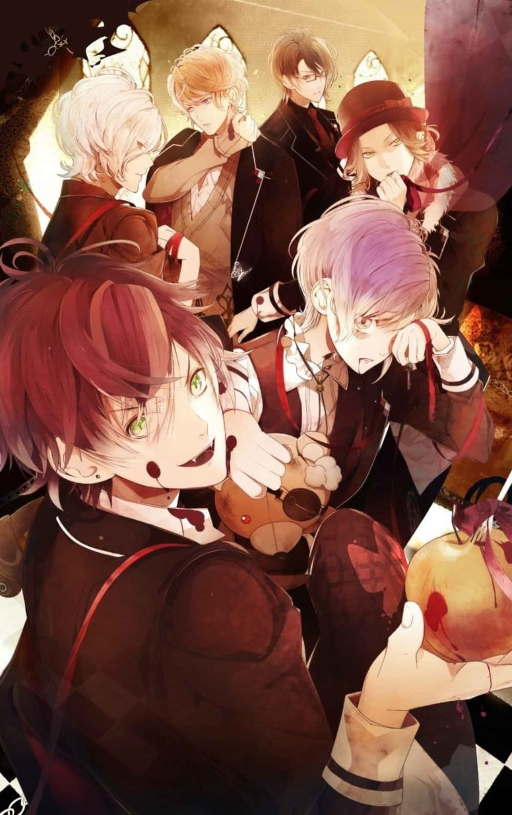 elma tutan bir grup anime karakteri Duvar Kağıdı