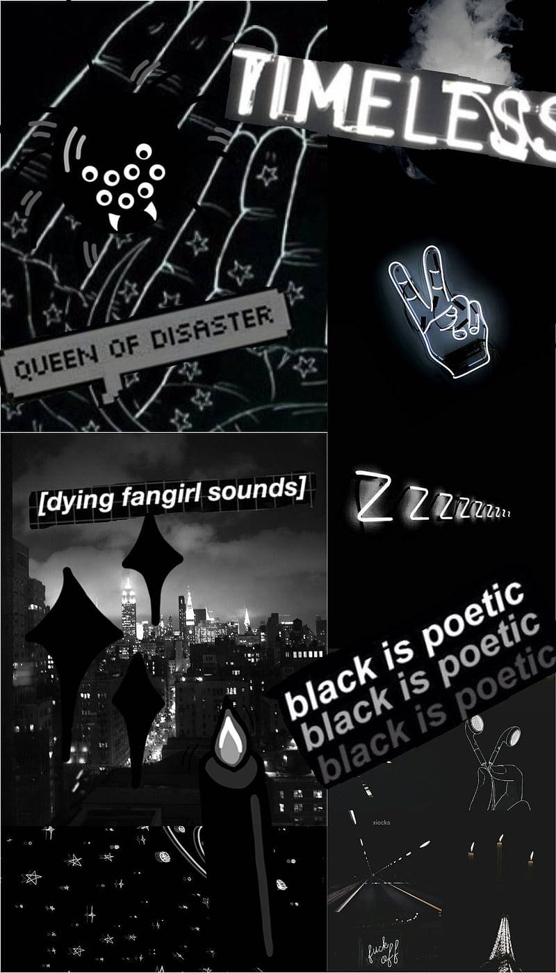 Emo Estetik Siyah Kolaj Duvar Kağıdı