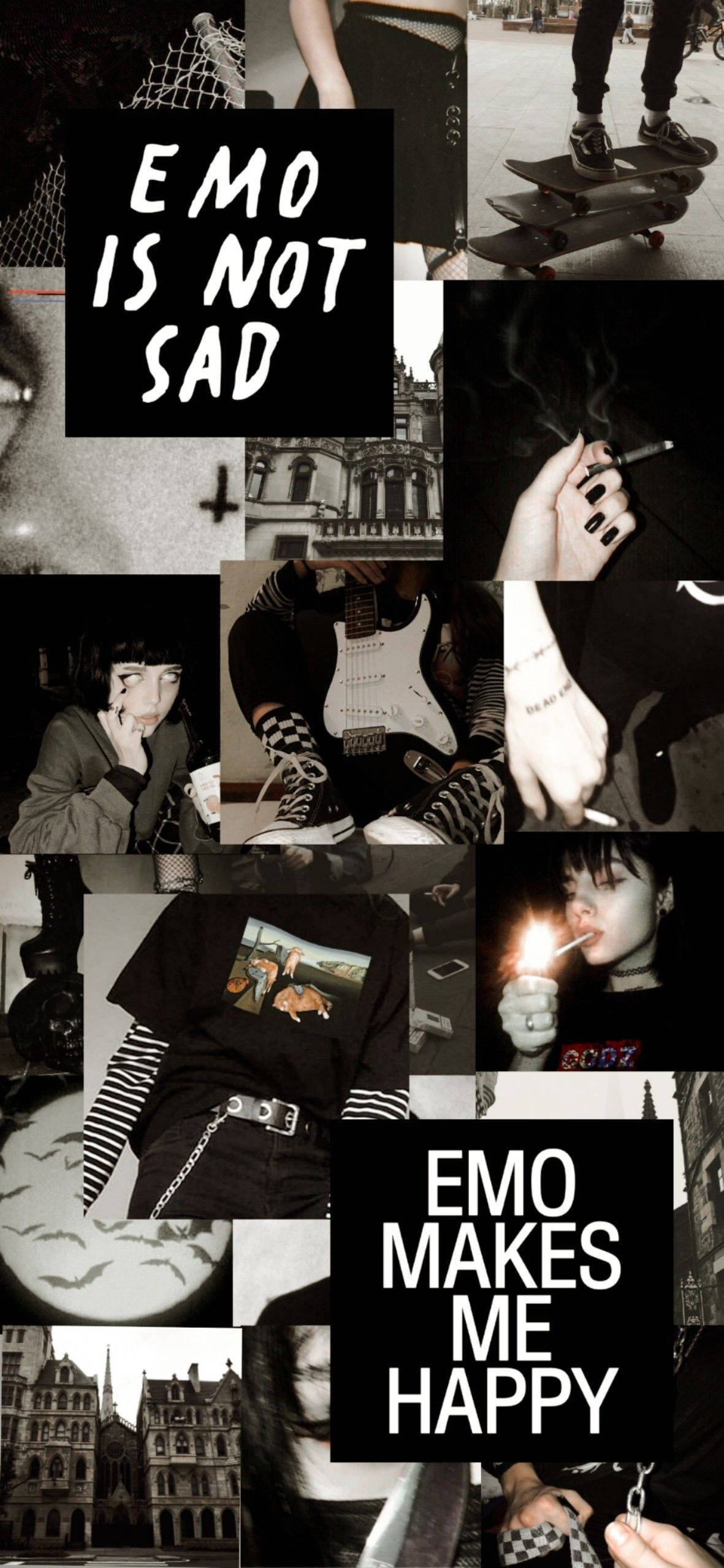 Emo Estetik Siyah Kolaj Duvar Kağıdı