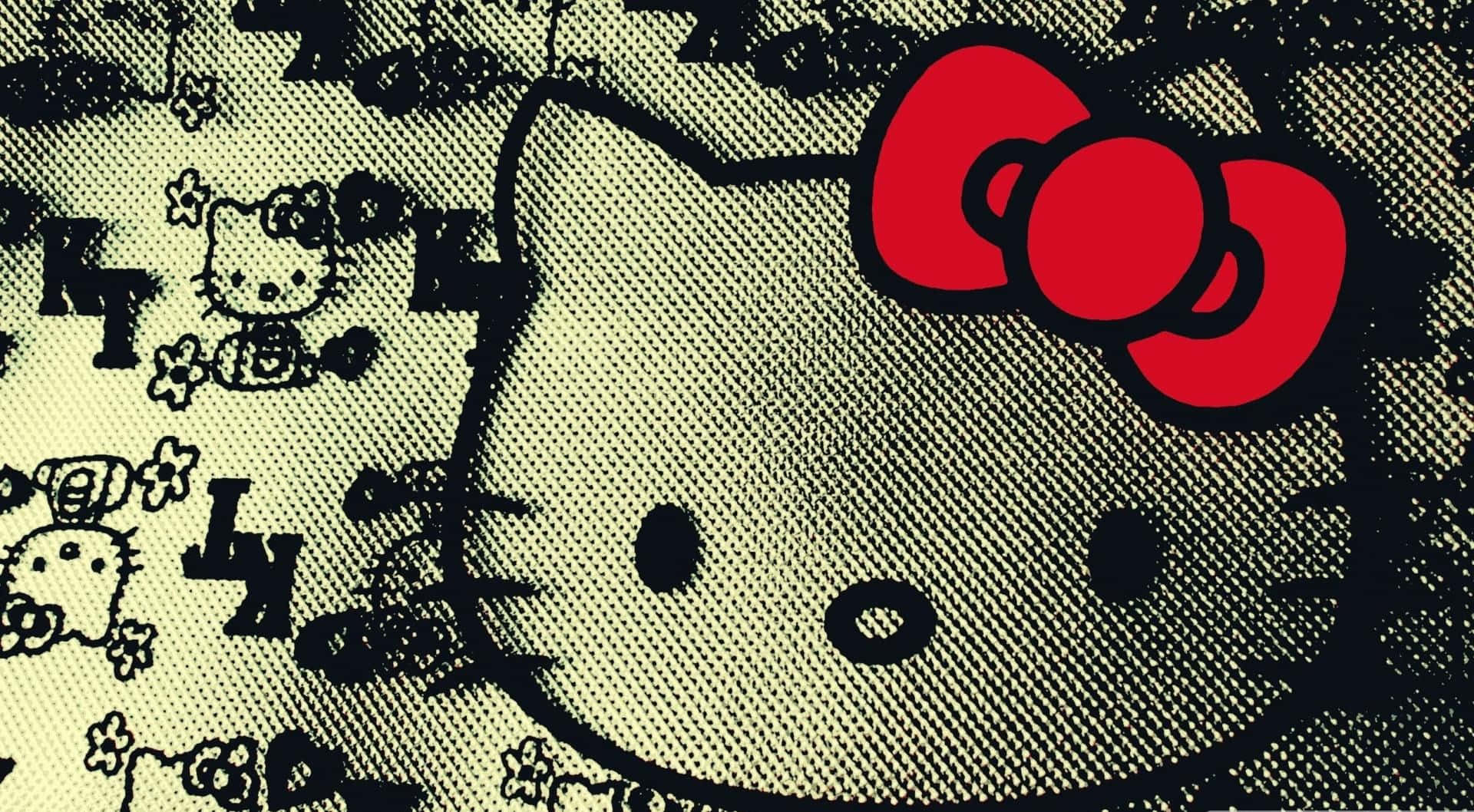 Emo Hello Kitty Kırmızı Kurdele Duvar Kağıdı