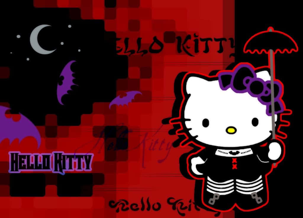 Emo Hello Kitty Yarım Ay Duvar Kağıdı