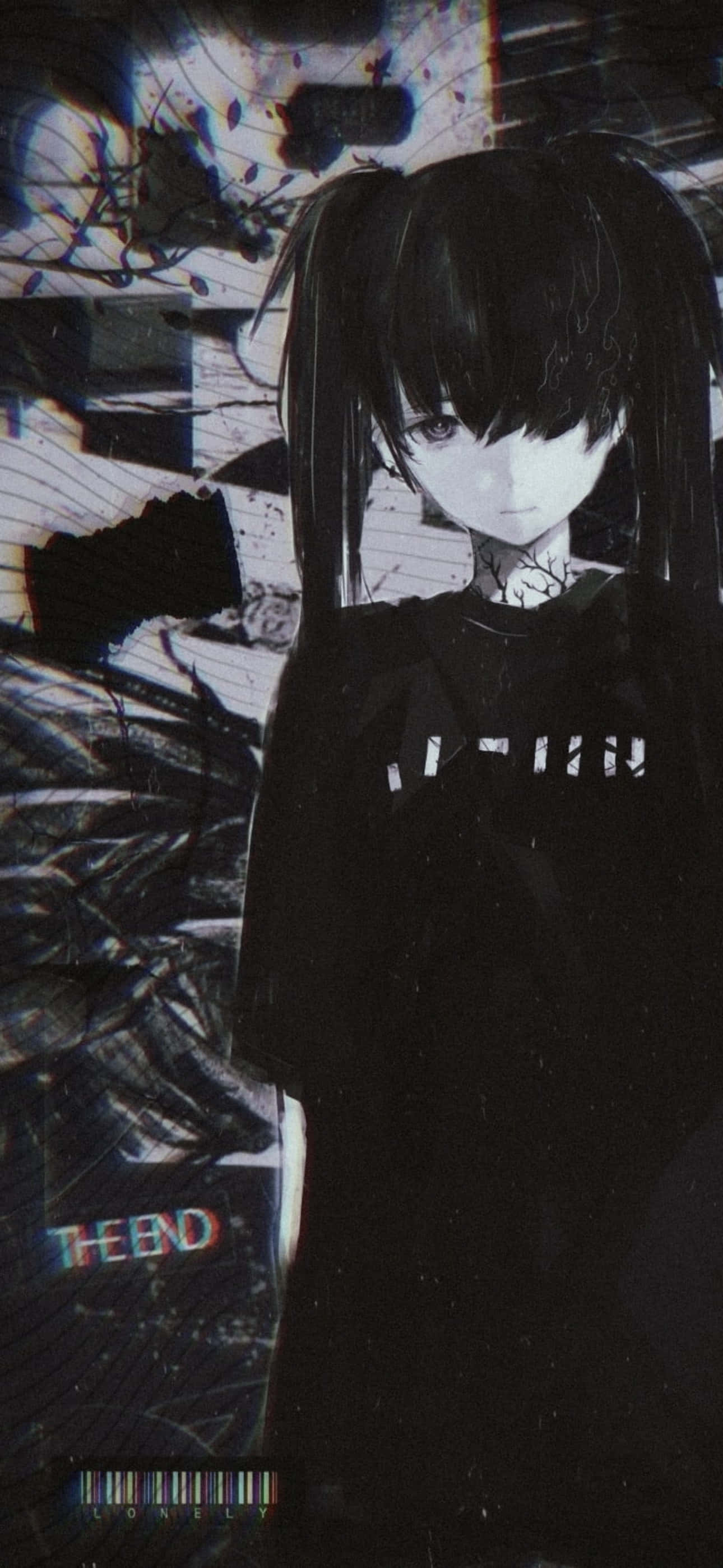 Emo iPhone Anime Kızı Siyah Duvar Kağıdı