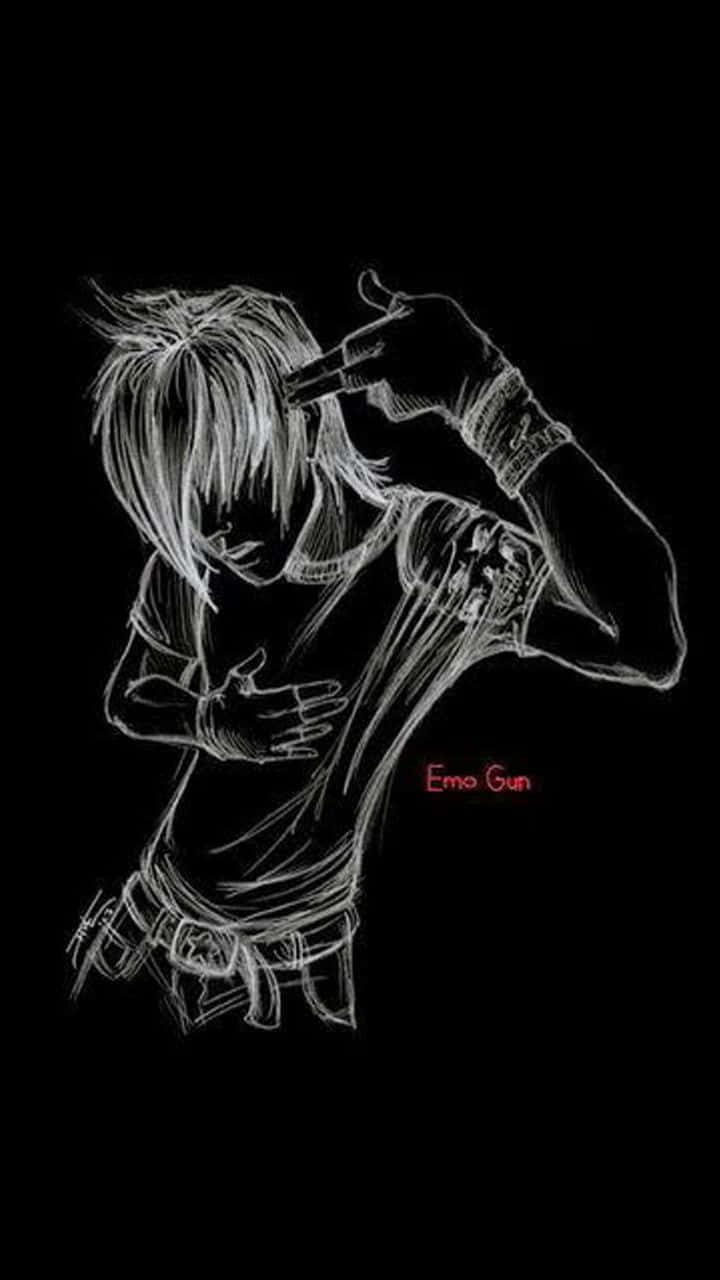 Emo iPhone Siyah Arka Planlı Çocuk Duvar Kağıdı