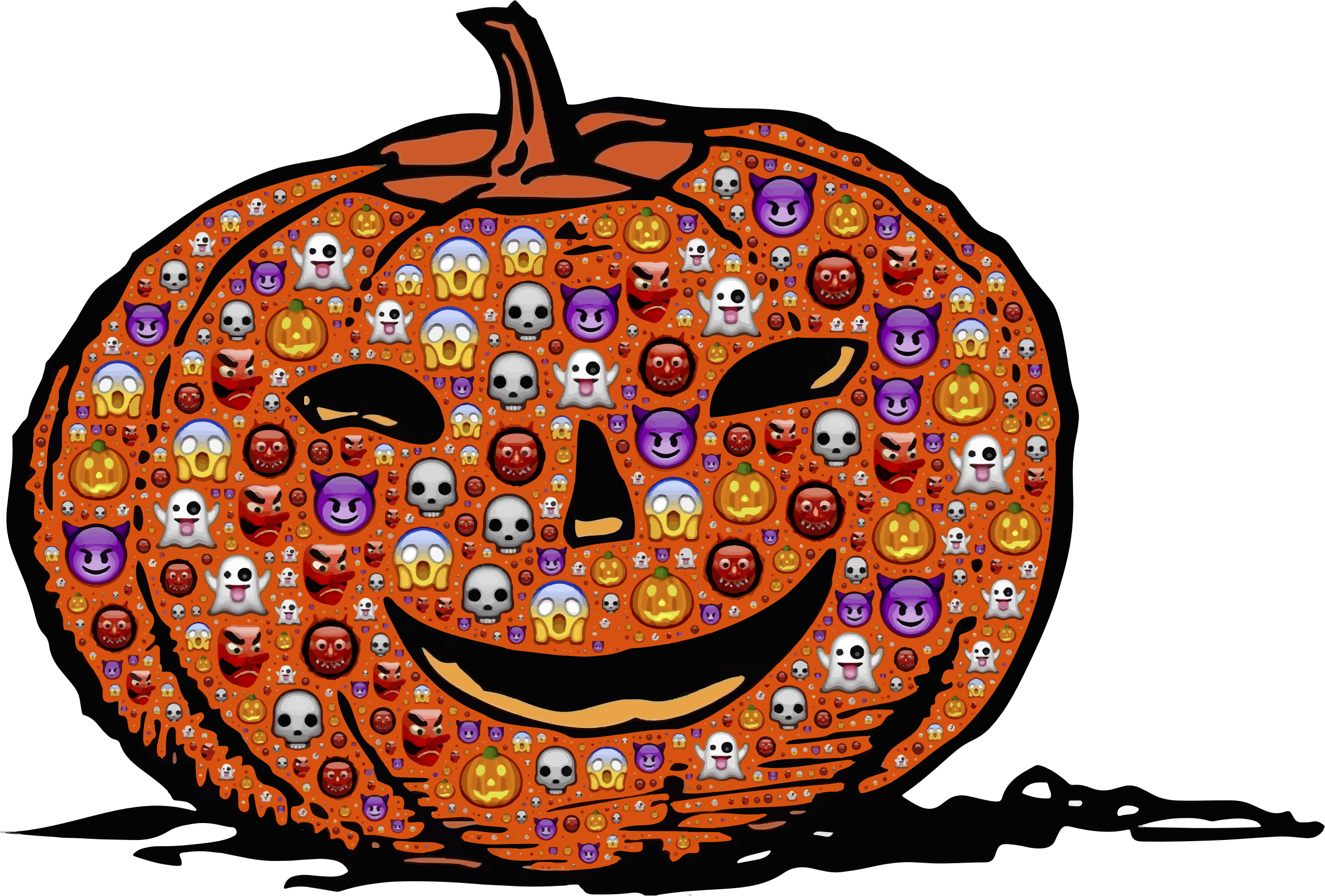Emoji Desenli Cadılar Bayramı Kabağı.PNG Duvar Kağıdı