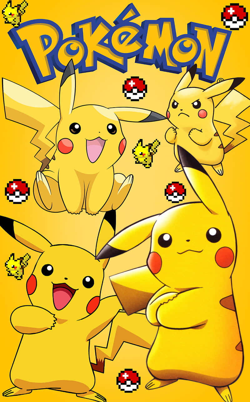 Enhance your walls with vibrant Pokémon poster featuring Pikachu Duvar Kağıdı