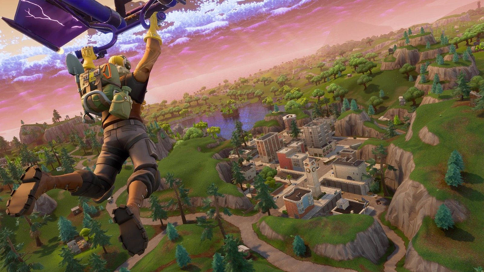 Epic'in Fortnite'ında Adada Paraşütle İniş Duvar Kağıdı