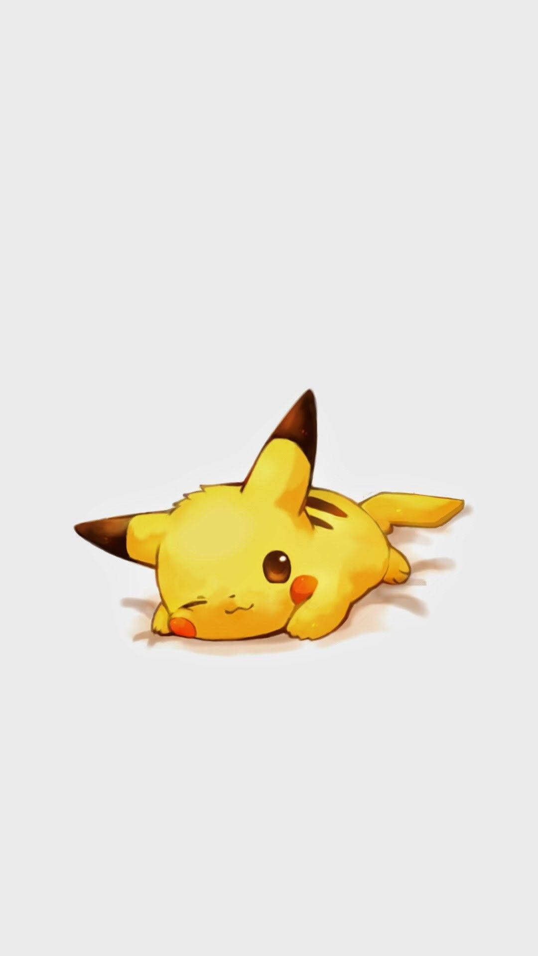 Beyaz bir yastığa uzanmış Pikachu duvar kağıdı