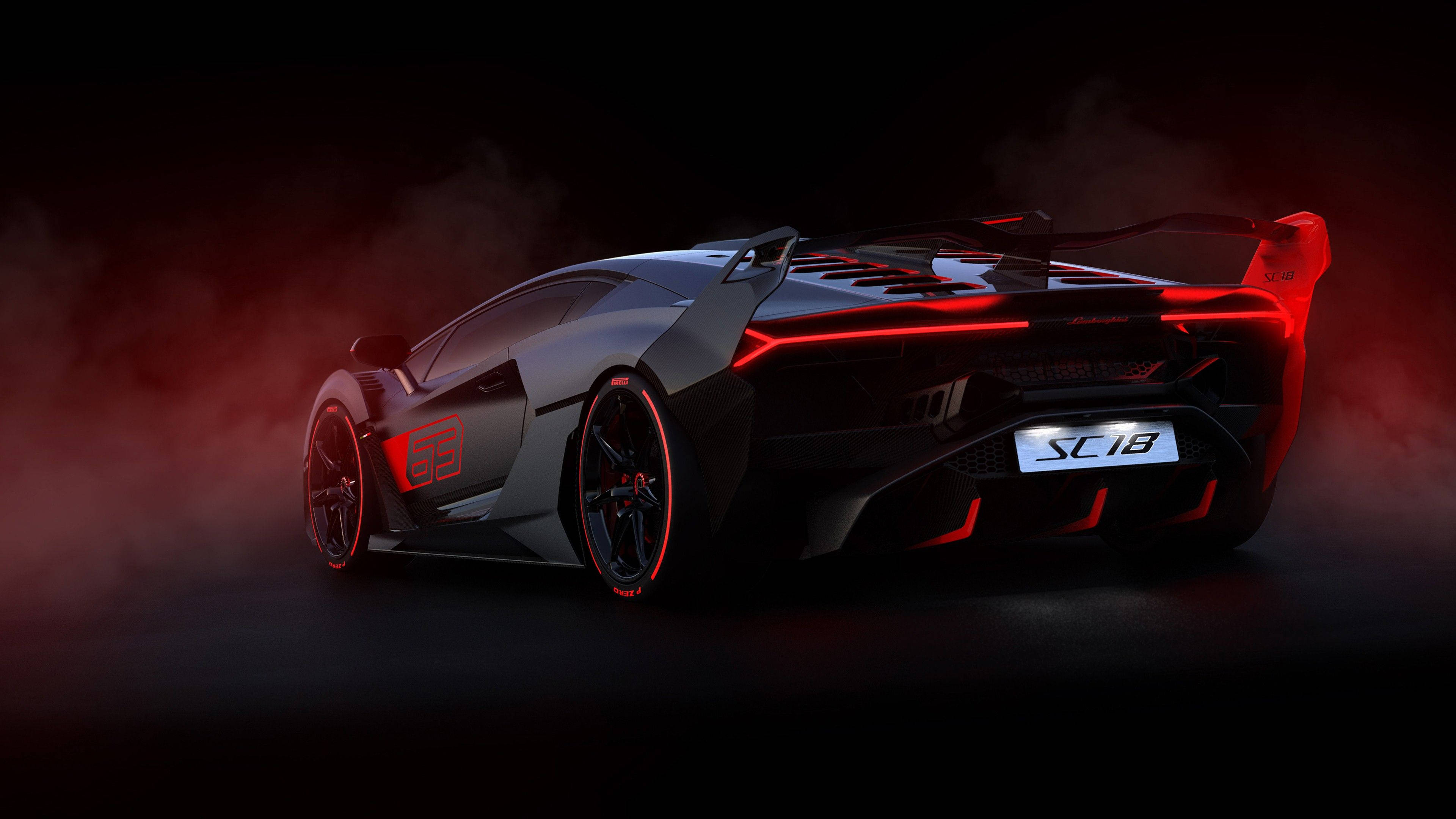 Estetik 4K Araba Kırmızı Lamborghini Aventador Duvar Kağıdı