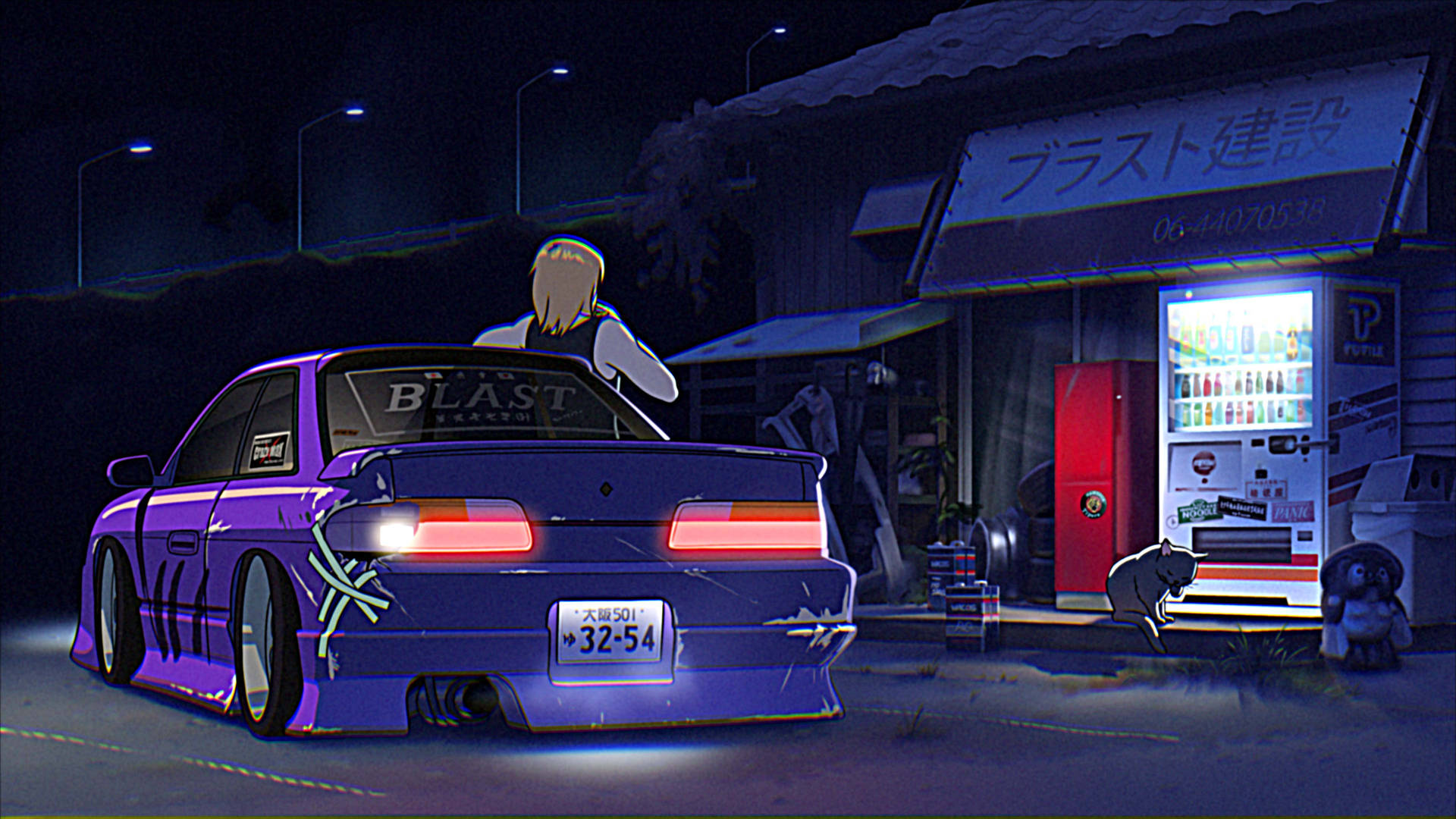 Estetik 4K Araba Otomatı — Anime estetiği GIF Duvar Kağıdı
