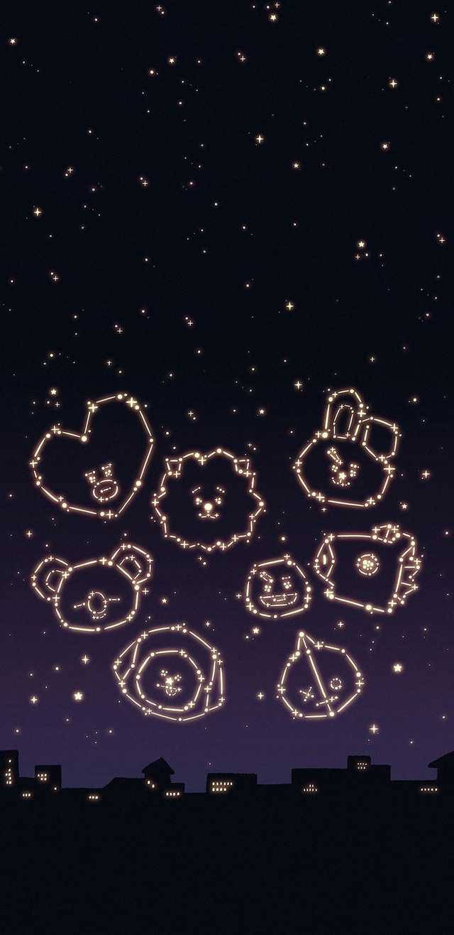 Estetik Bts BT21 Takımyıldızı Duvar Kağıdı