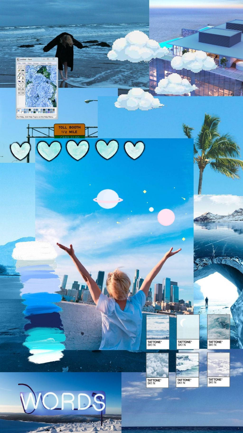 Estetik BTS Jimin Mavi Kolaj Duvar Kağıdı
