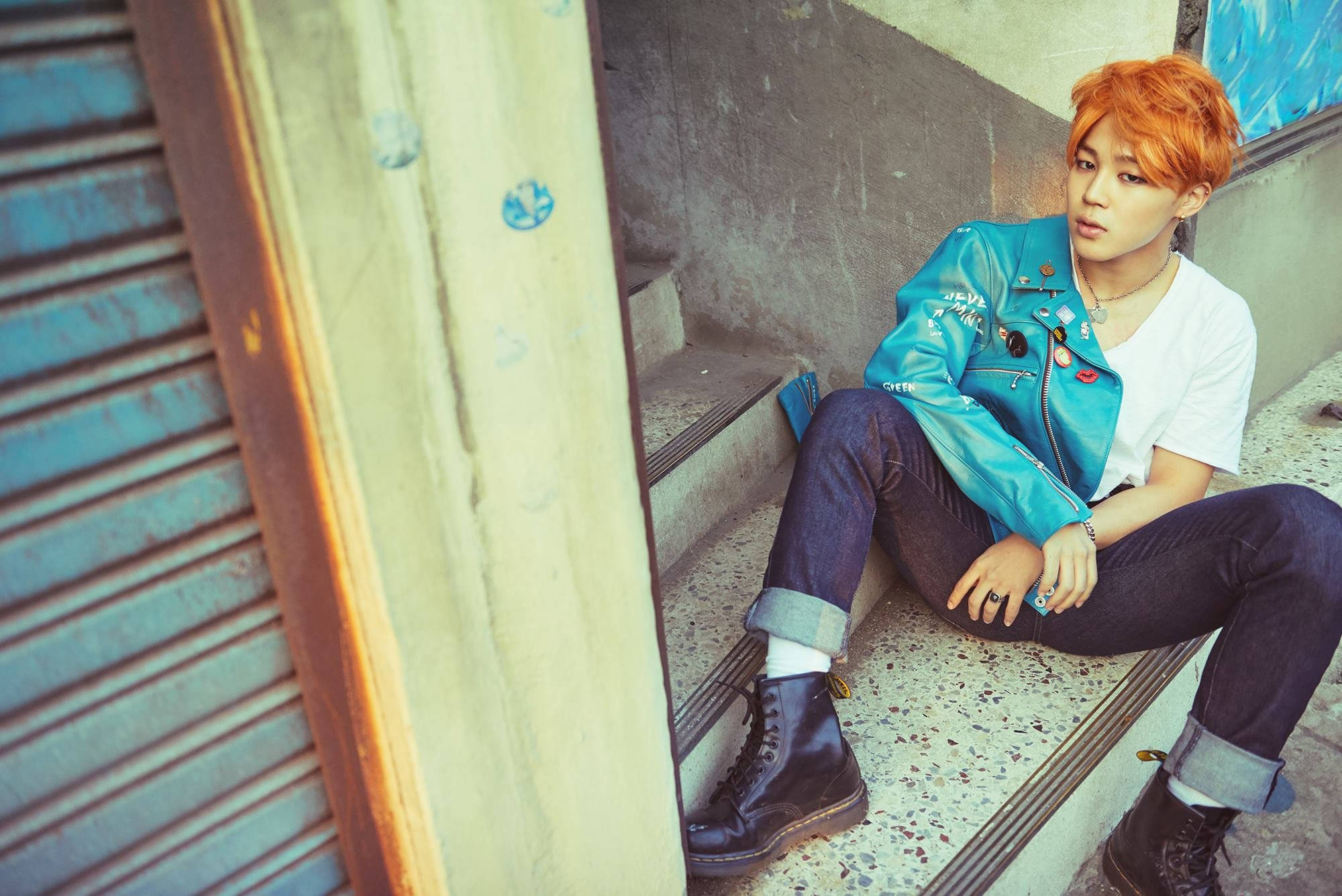 Estetik Bts Jimin Turuncu Saç Duvar Kağıdı