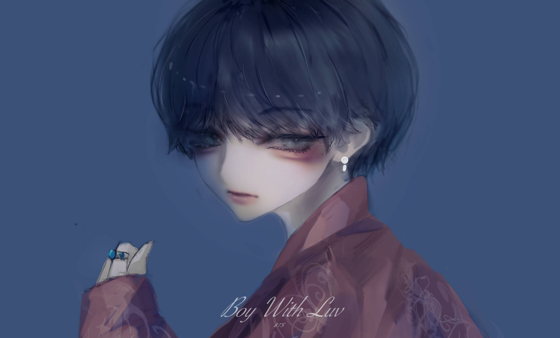 Estetik BTS V Anime Sanatı Duvar Kağıdı