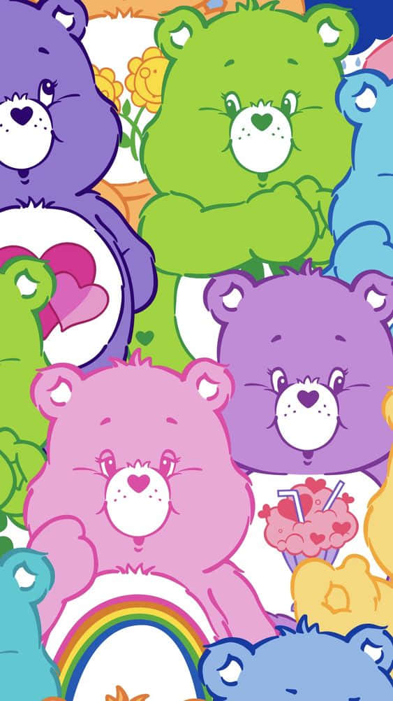 Estetik Care Bear Renkli Ayılar Duvar Kağıdı