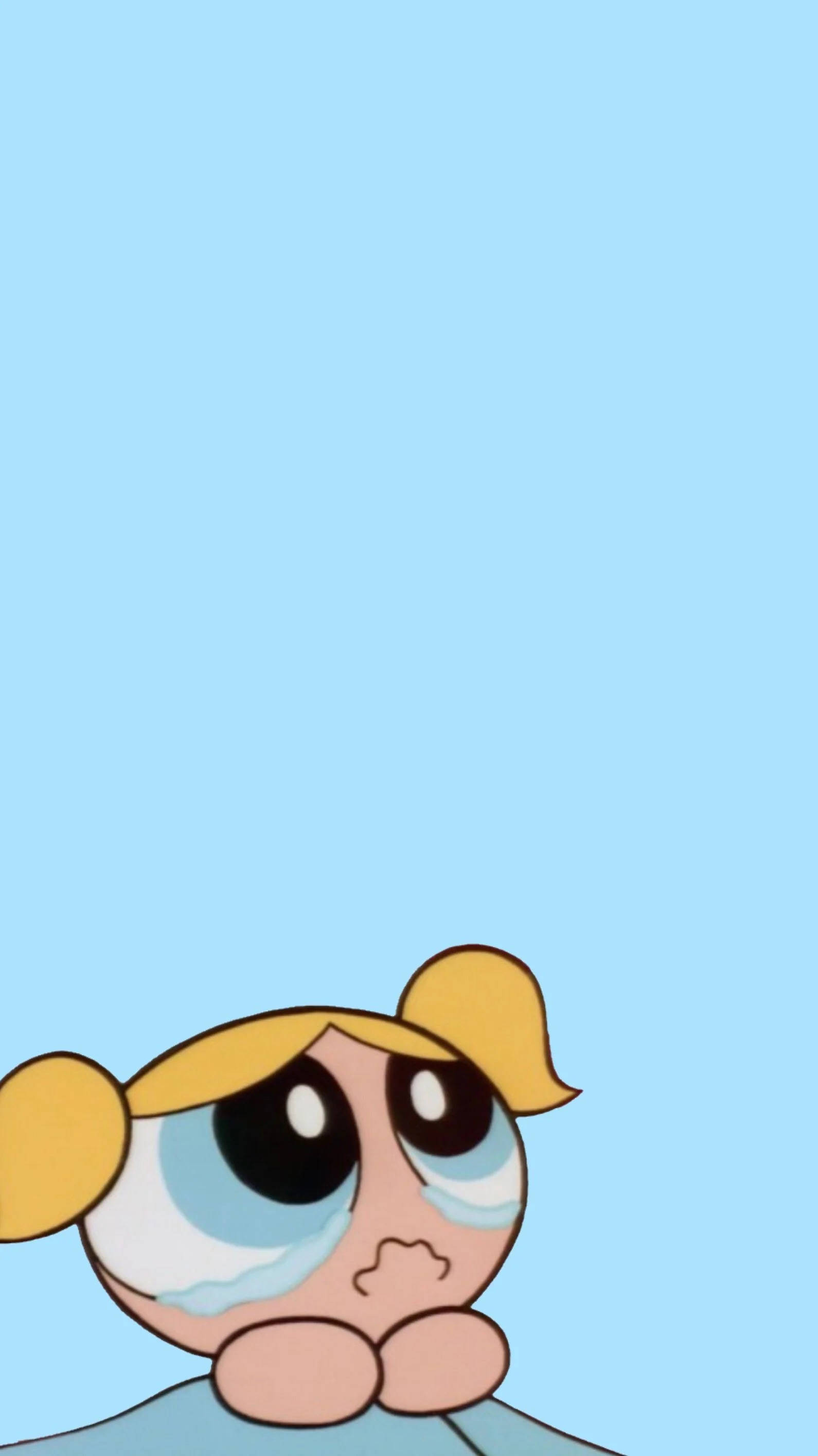 Estetik Çizgi Film Powerpuff Kızı Bubbles Üzgün Duvar Kağıdı