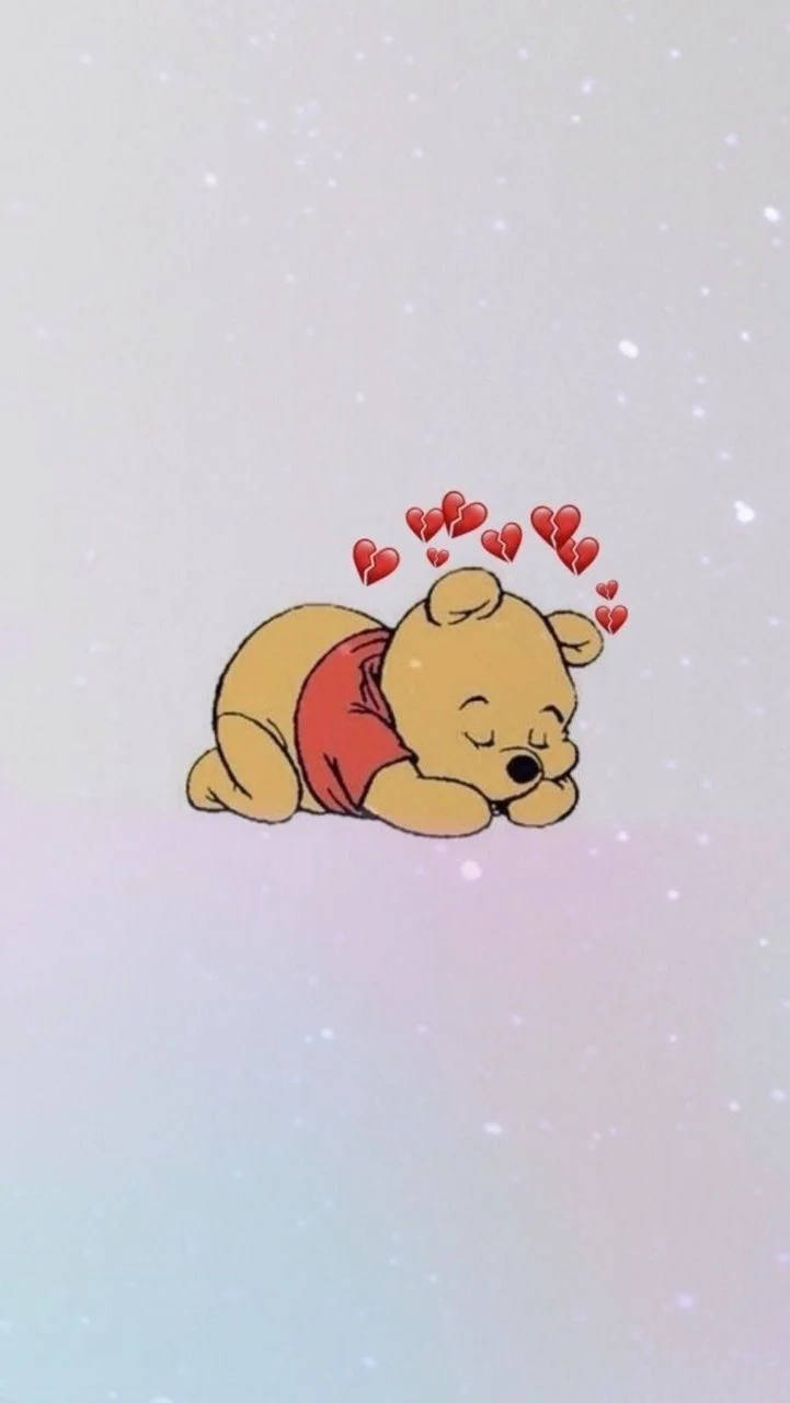Estetik Çizgi Film Uyuyan Winnie The Pooh Duvar Kağıdı