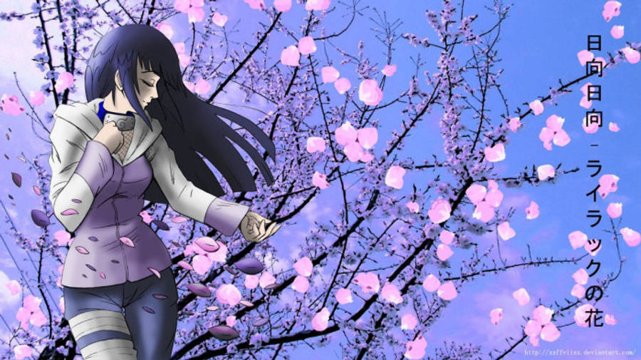 Estetik Hinata Sakura Ağacının Yanında Duvar Kağıdı