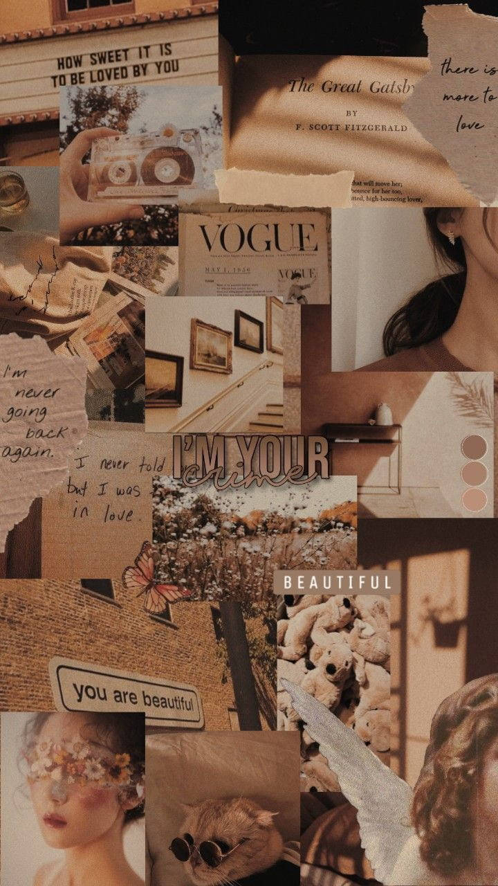 Estetik Kahverengi Vogue Duvar Kağıdı