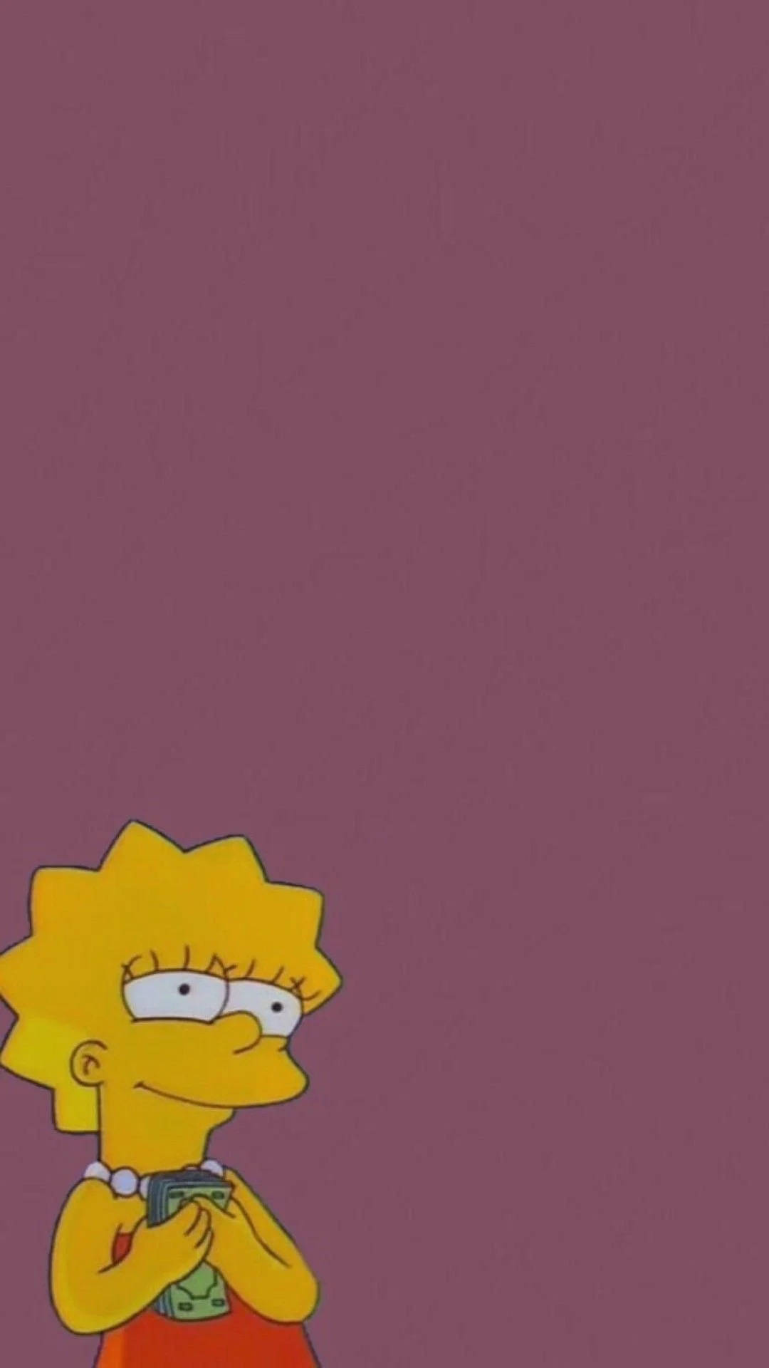 Estetik Karikatür Lisa Simpson Para İle Duvar Kağıdı
