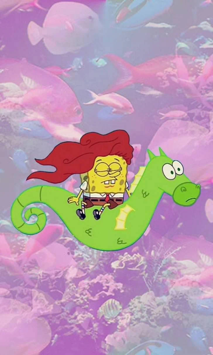 Estetik Karikatür SüngerBob Denizatı Üzerinde Duvar Kağıdı