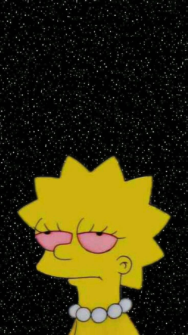 Estetik Karikatür Yorgun Lisa Simpson Duvar Kağıdı