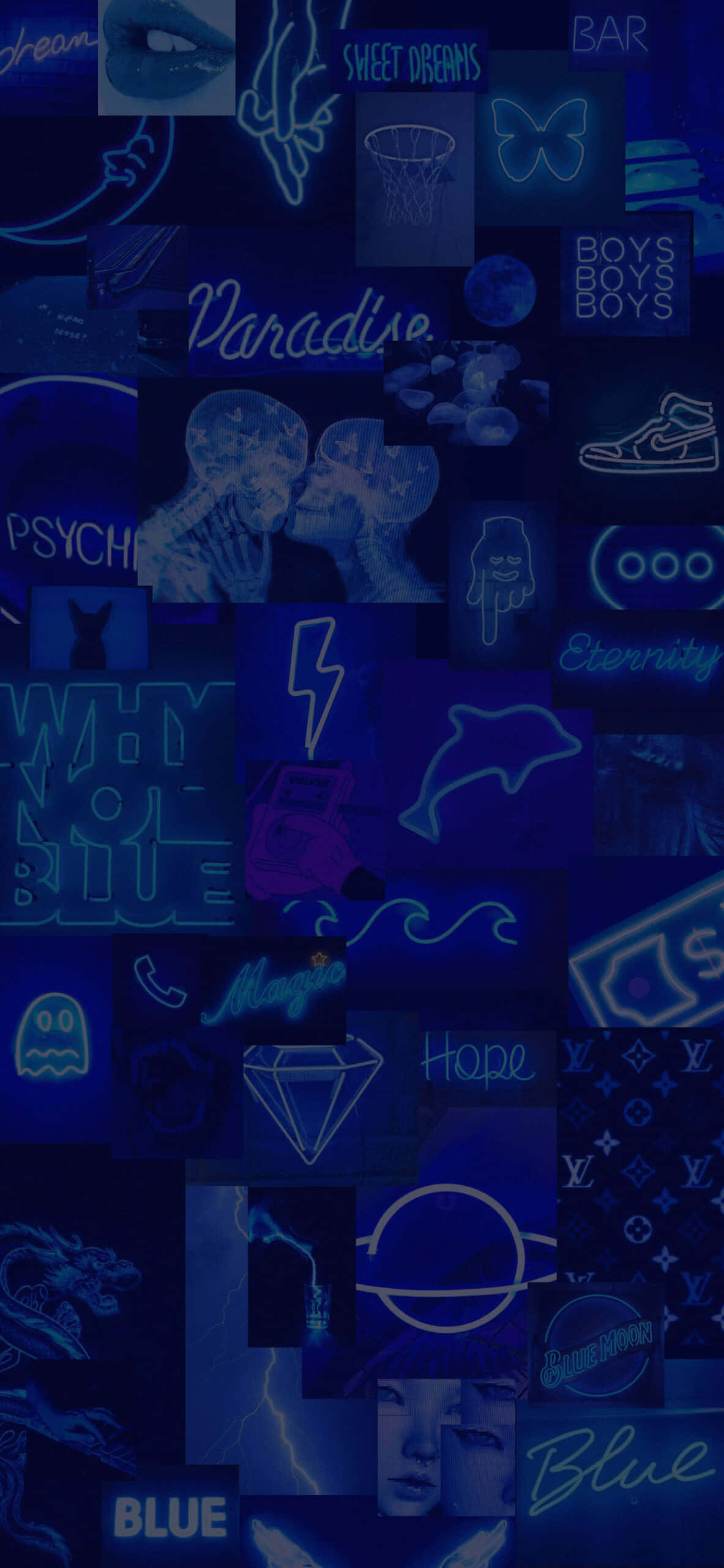 Estetik Koyu Neon Mavi Işık Resimleri Duvar Kağıdı