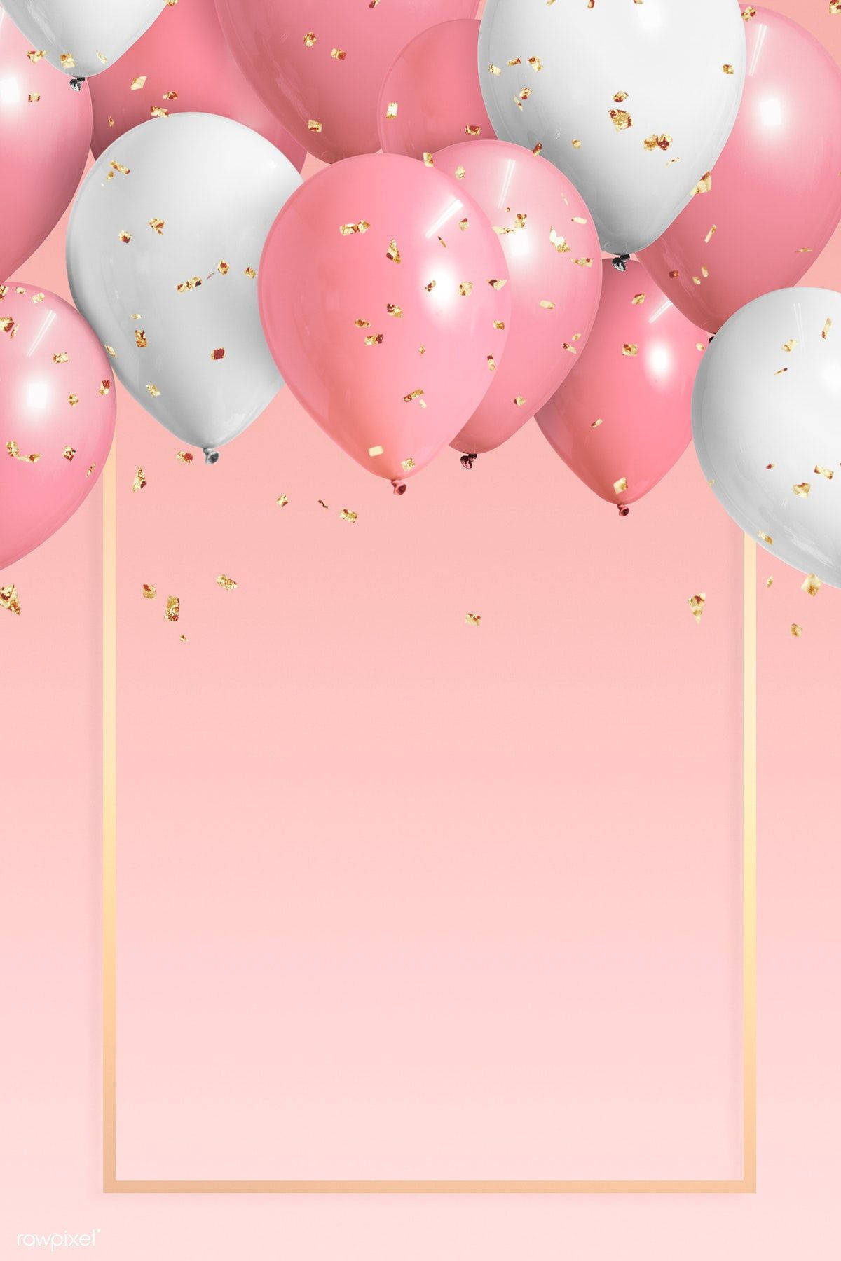 Estetik Mutlu Yıllar Pembe Balonlar Duvar Kağıdı