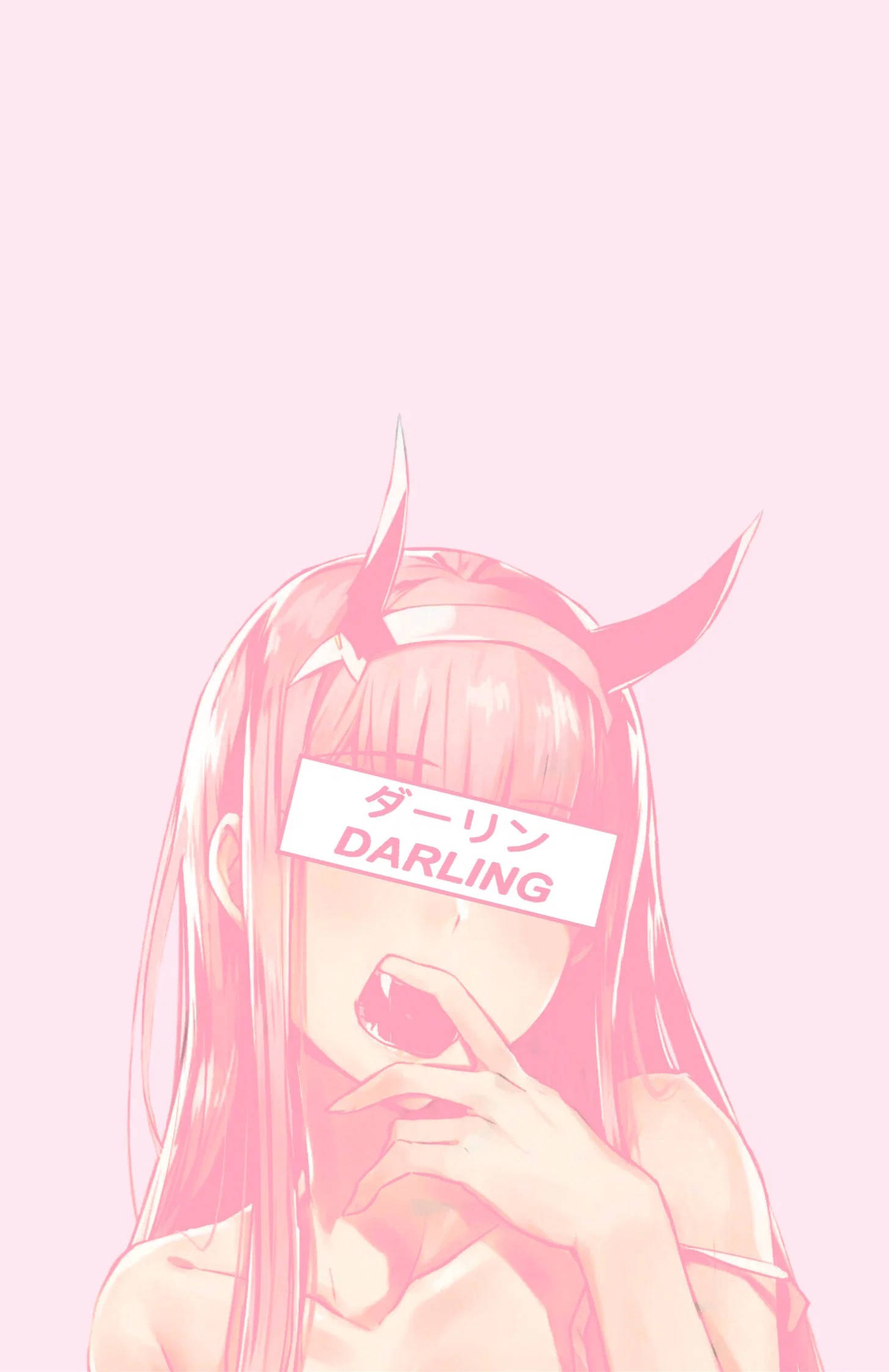 Estetik Pembe Boynuzlu Anime Sevgilisi Duvar Kağıdı