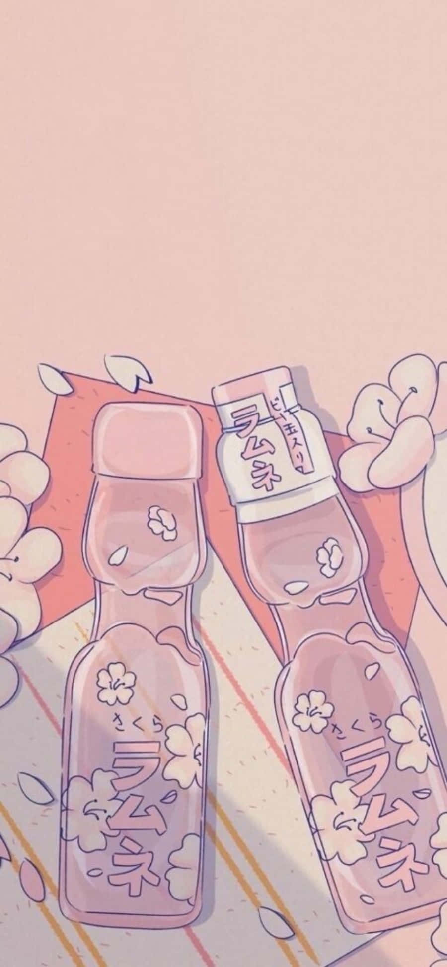 Estetik Pembe Kawaii Şişelenmiş İçecekler Duvar Kağıdı