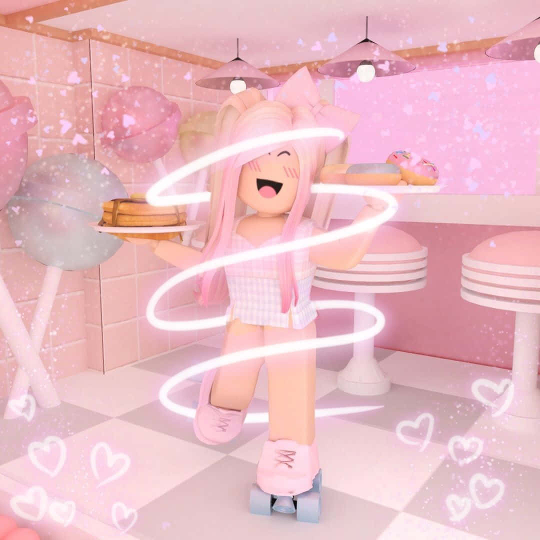 Estetik Pembe Kız Roblox Görseli Duvar Kağıdı
